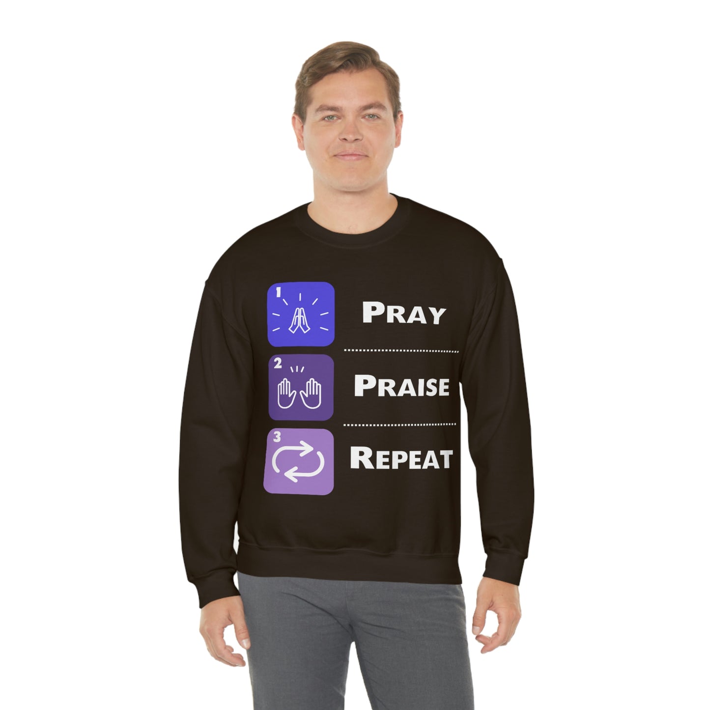 Unisex Pray, Praise, Repeat Heavy Blend™ Crewneck Sweatshirt (Palette 3)