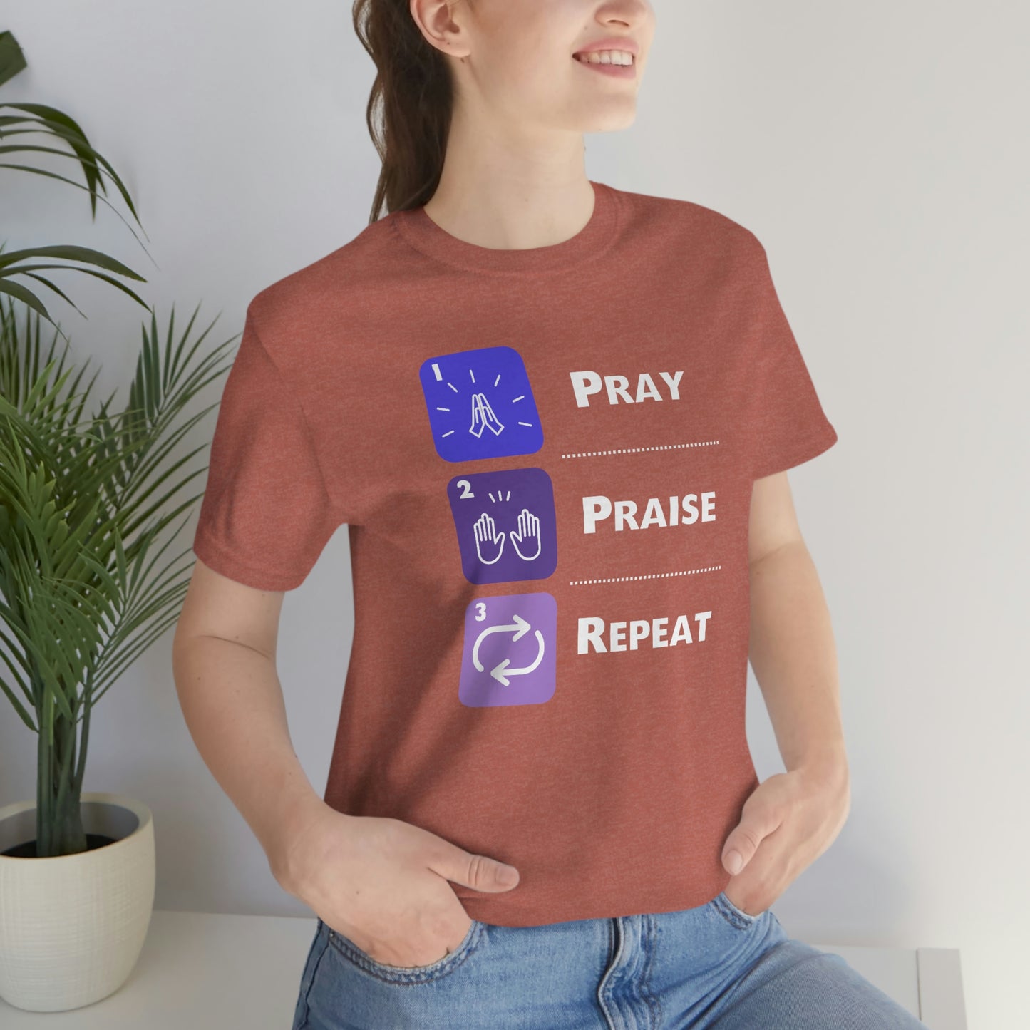 Unisex Pray, Praise, Repeat Short Sleeve T-Shirt (Palette 3)