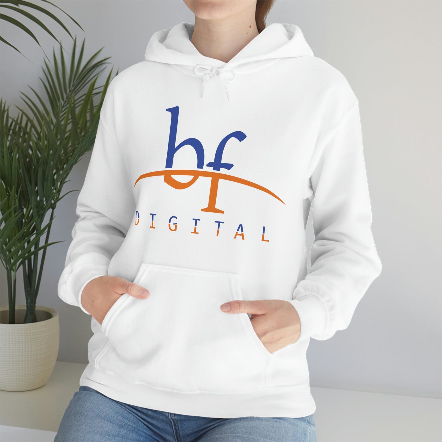 Unisex Blue Fire Digital Network Logo (Blue&Orange) Heavy Blend™ Hooded Sweatshirt