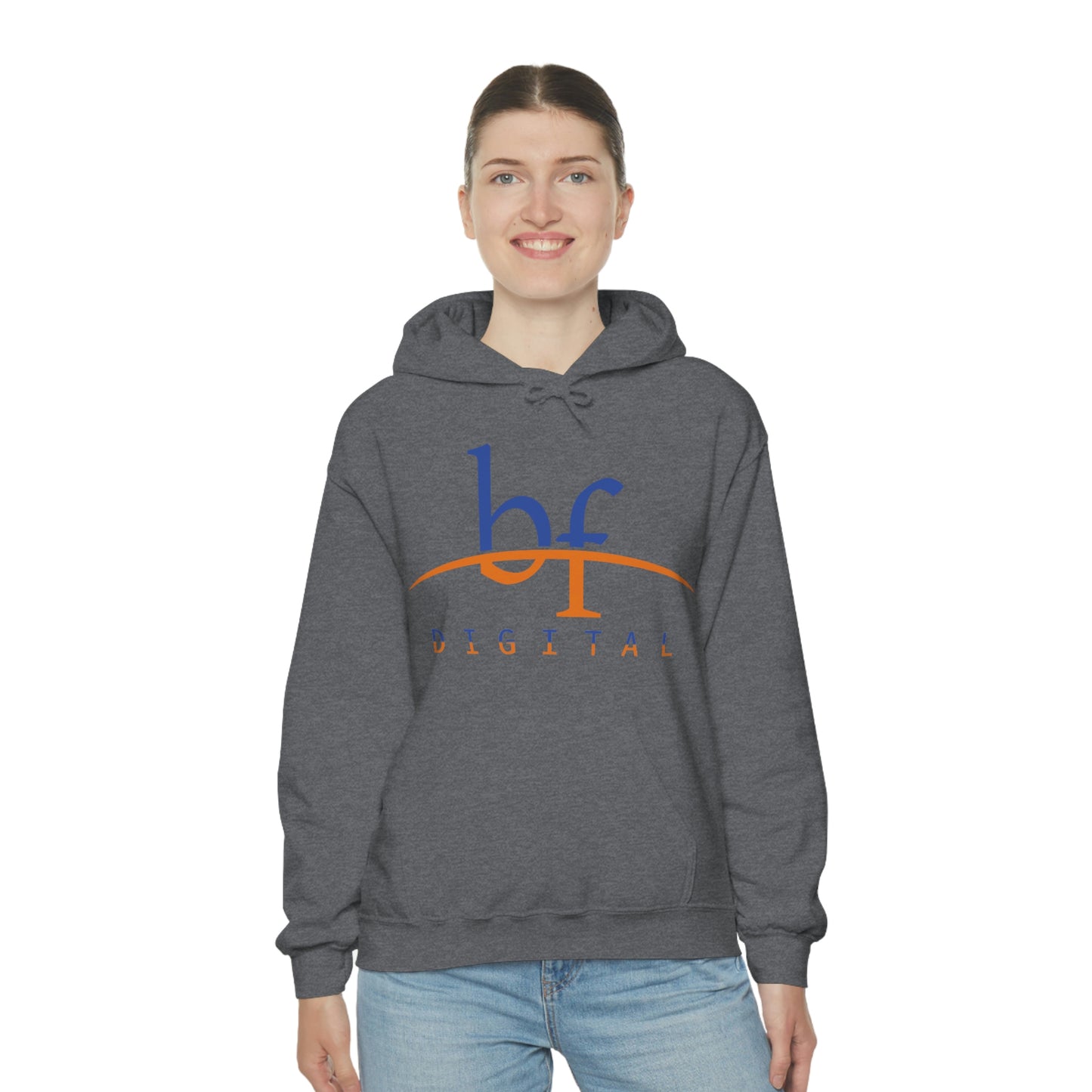 Unisex Blue Fire Digital Network Logo (Blue&Orange) Heavy Blend™ Hooded Sweatshirt