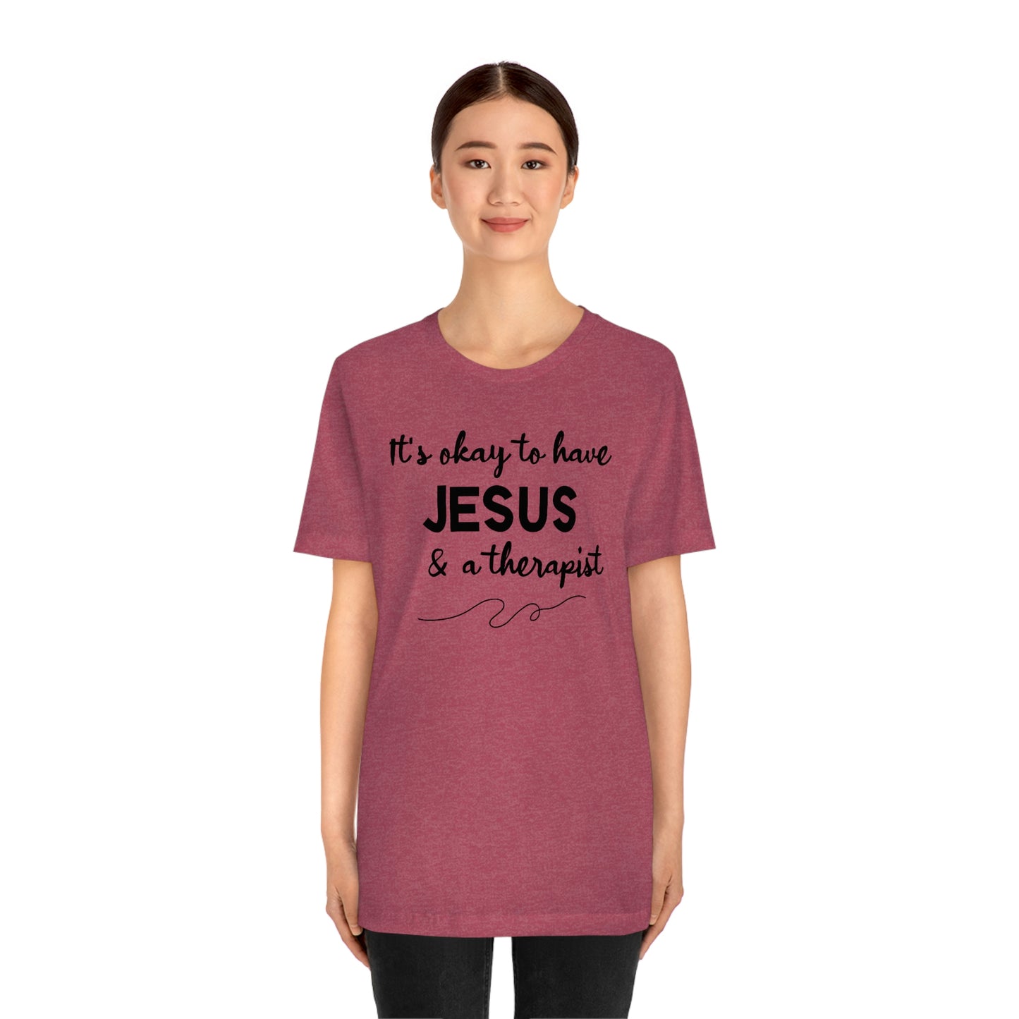 Women's Jesus & A Therapist (Black Text) Short Sleeve T-Shirt