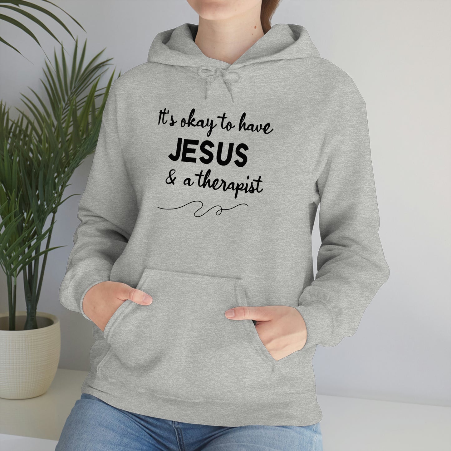 Women's Jesus & A Therapist (Black Text) Heavy Blend™ Hooded Sweatshirt