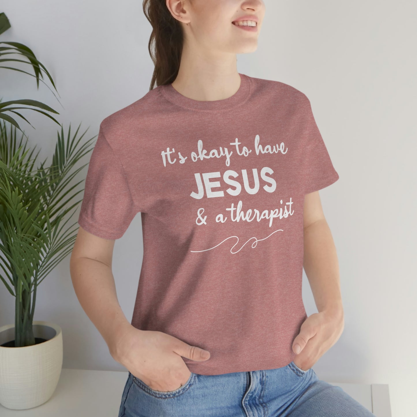 Women's Jesus & A Therapist (White Text) Short Sleeve T-Shirt