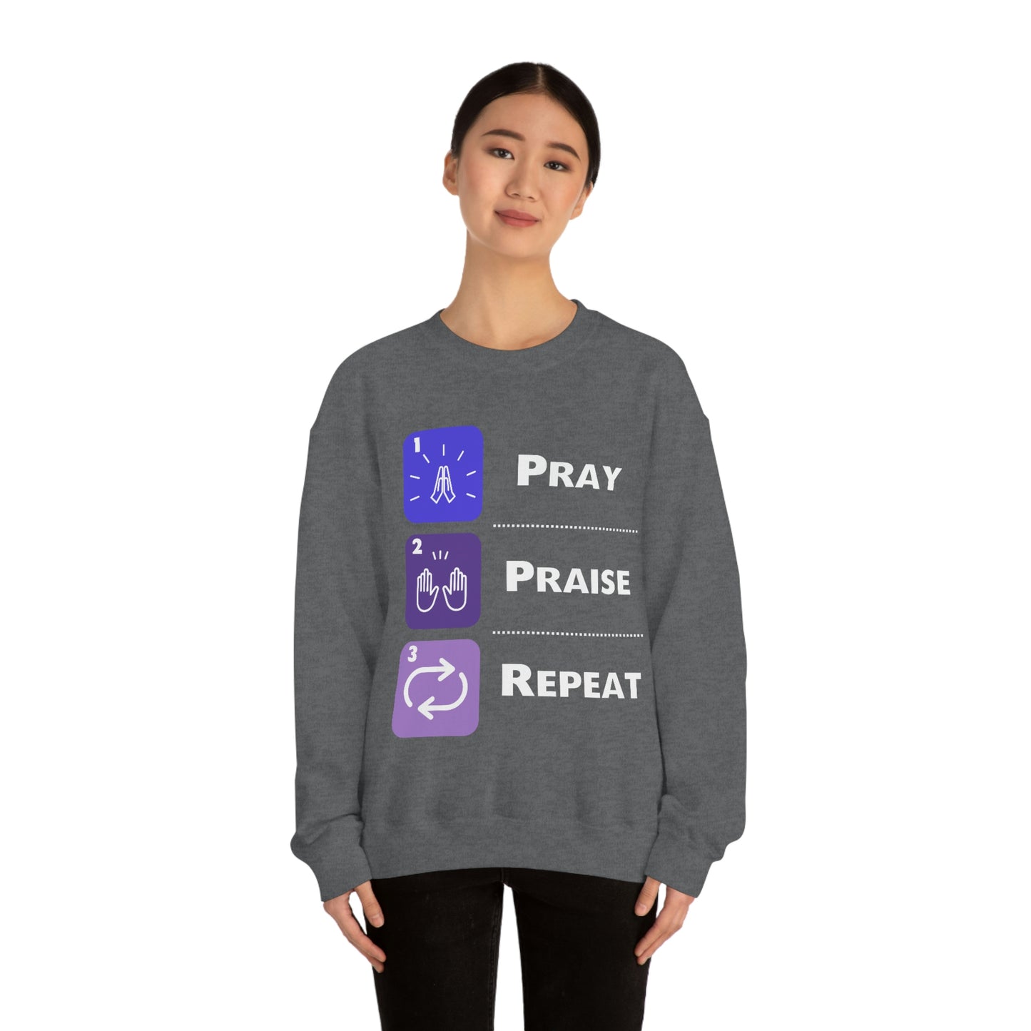 Unisex Pray, Praise, Repeat Heavy Blend™ Crewneck Sweatshirt (Palette 3)