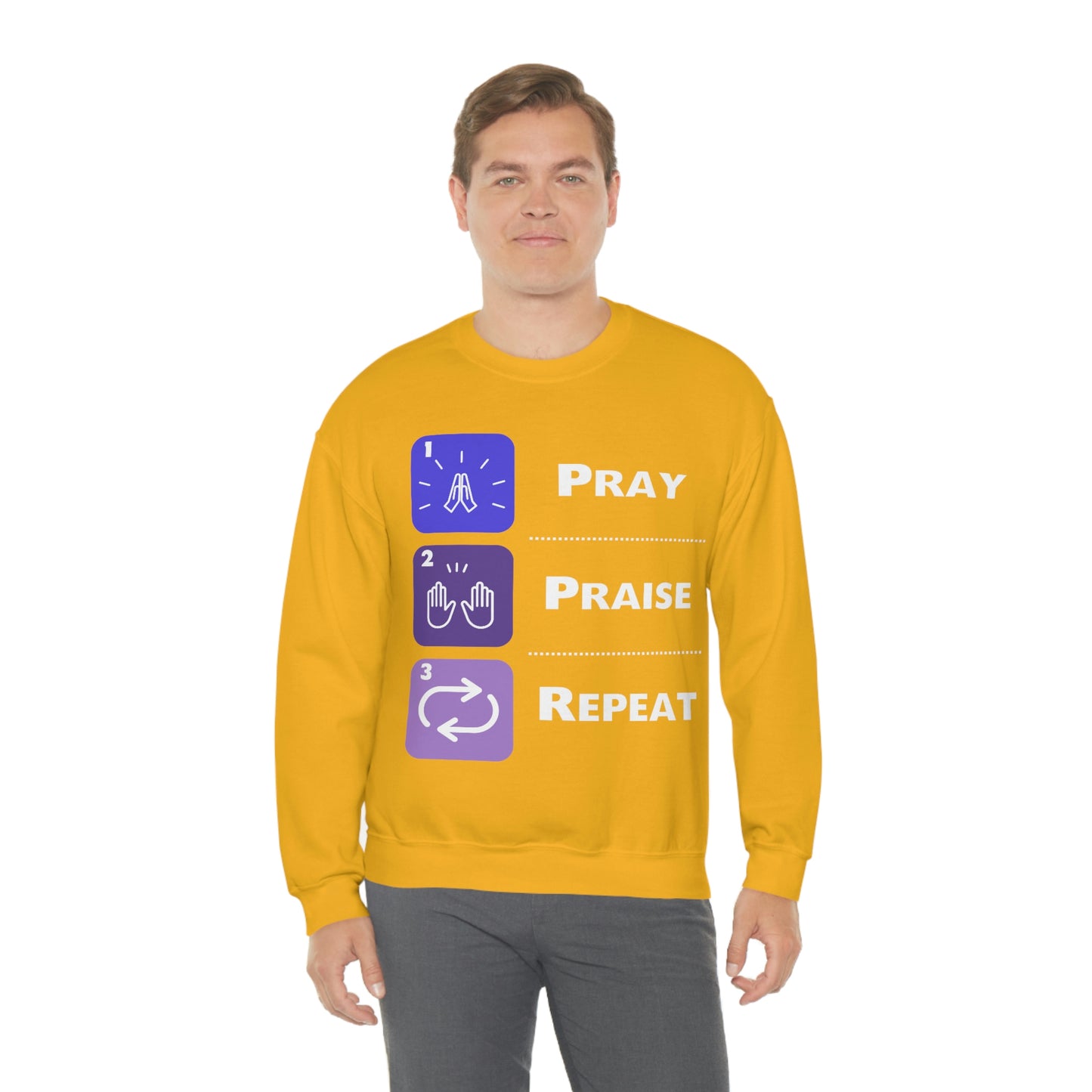 Unisex Pray, Praise, Repeat Heavy Blend™ Crewneck Sweatshirt (Palette 3)