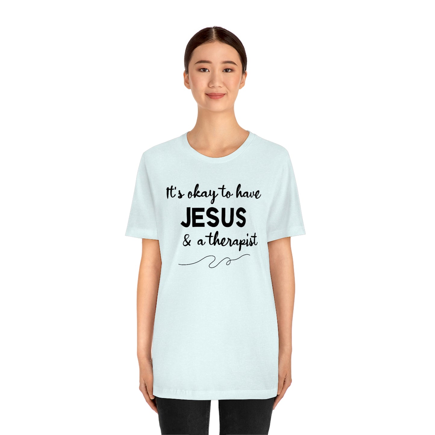 Women's Jesus & A Therapist (Black Text) Short Sleeve T-Shirt