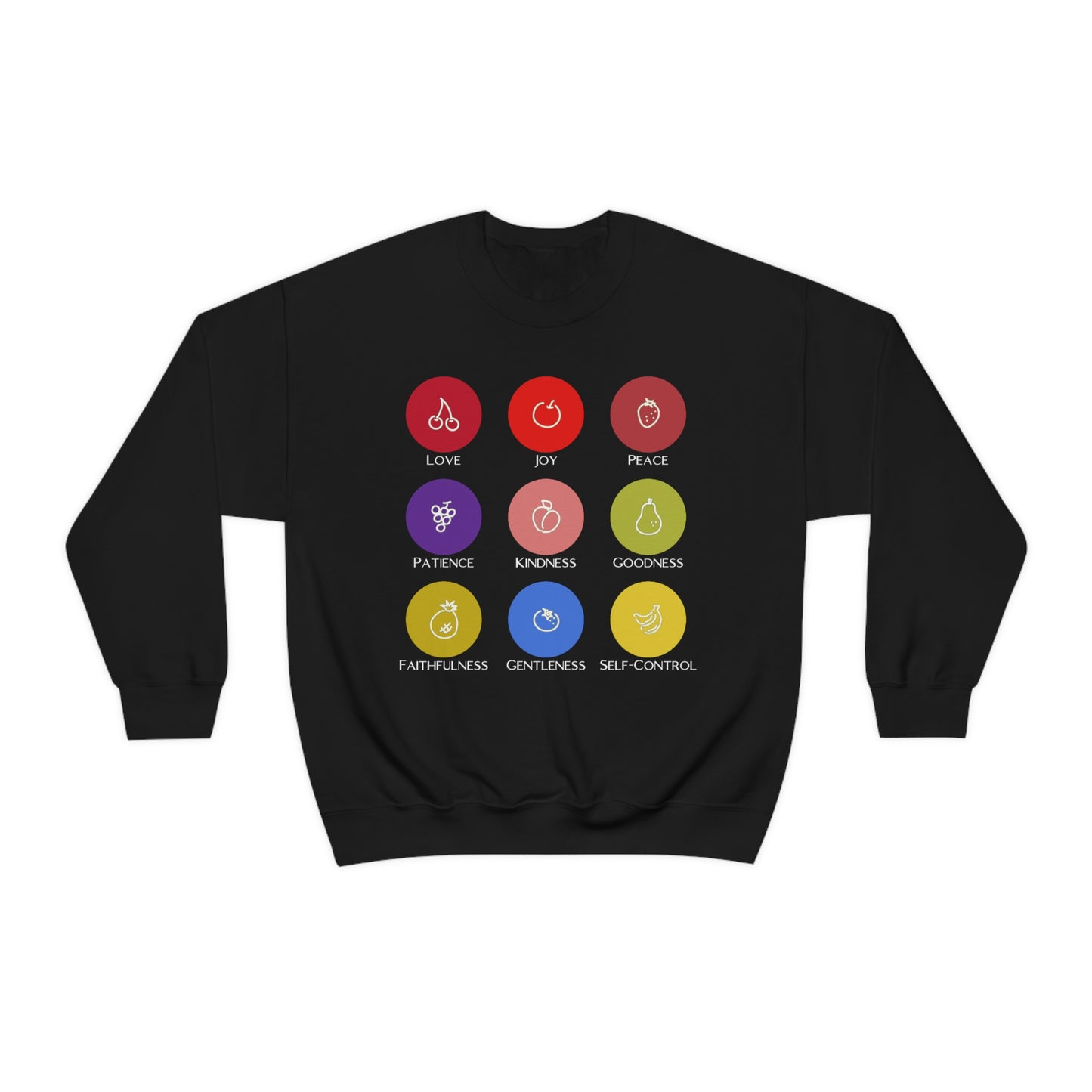 Unisex Fruits of the Spirit (White Text) Heavy Blend™ Crewneck Sweatshirt