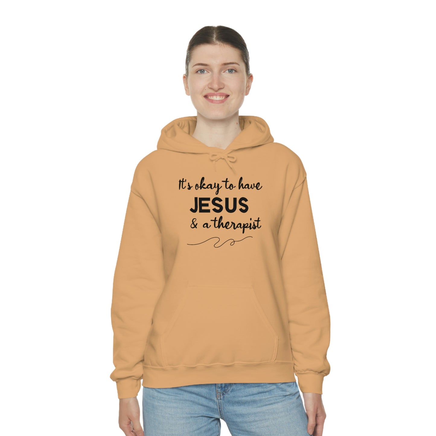 Women's Jesus & A Therapist (Black Text) Heavy Blend™ Hooded Sweatshirt