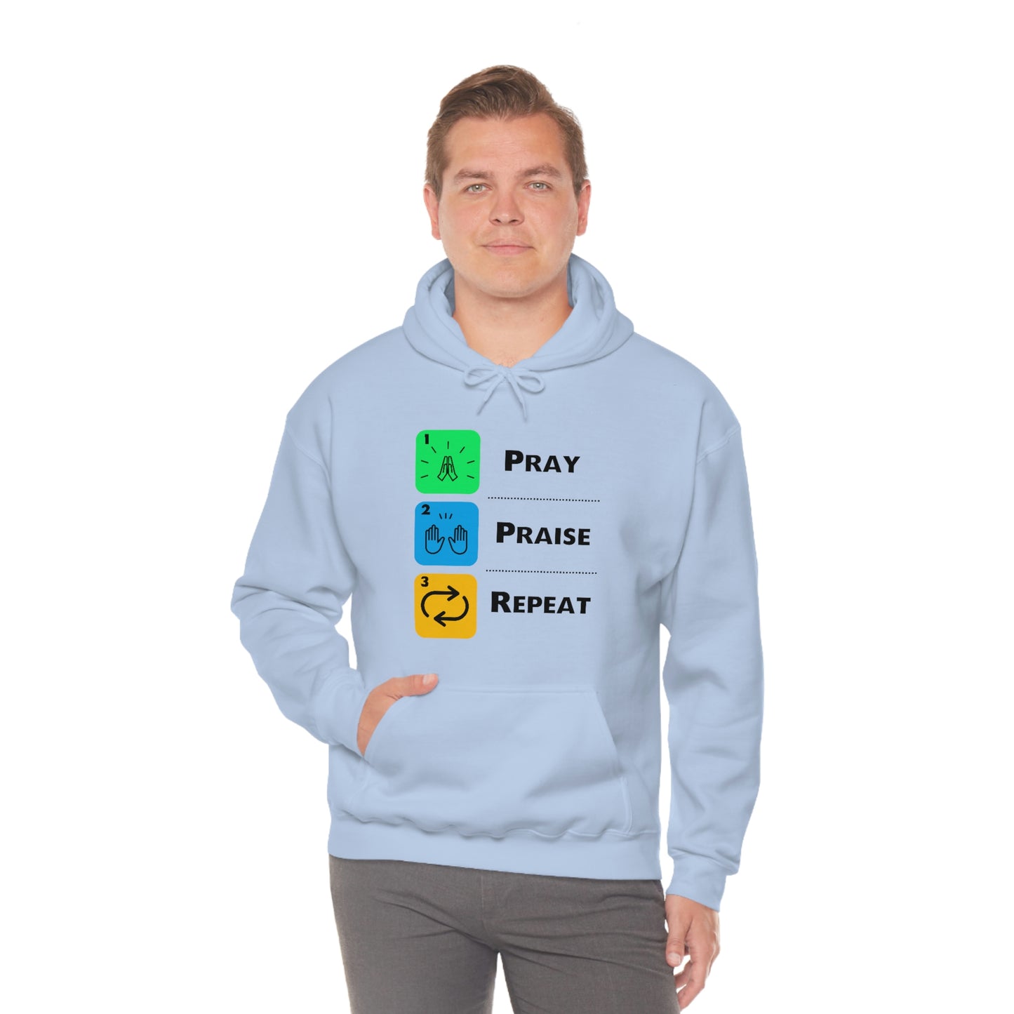 Unisex Pray, Praise, Repeat Heavy Blend™ Hooded Sweatshirt (Palette 2)