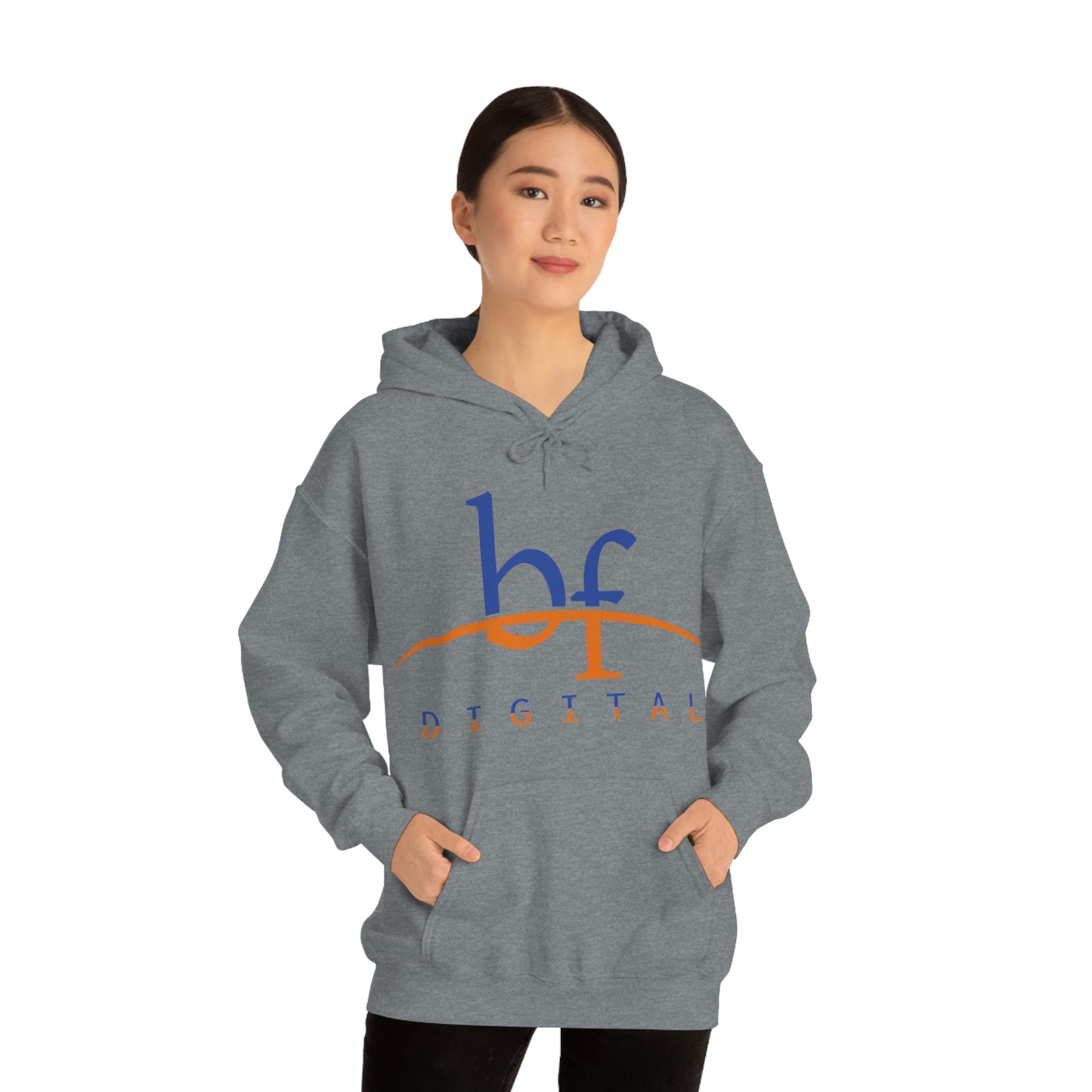 Unisex Blue Fire Digital Network Logo (Blue&Orange) Heavy Blend™ Hooded Sweatshirt