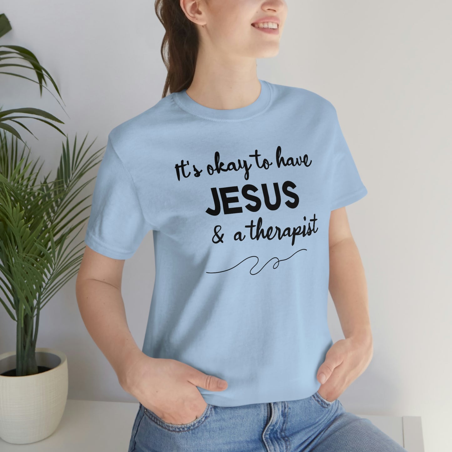 Women's Jesus & A Therapist (Black Text) Short Sleeve T-Shirt