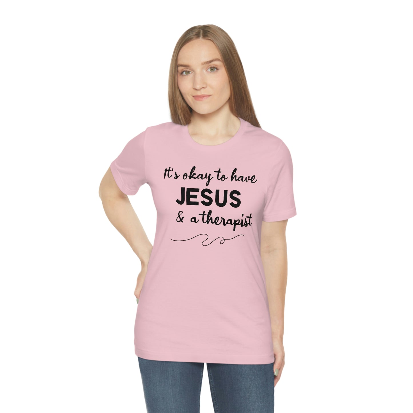 Women's Jesus & A Therapist (Black Text) Short Sleeve T-Shirt