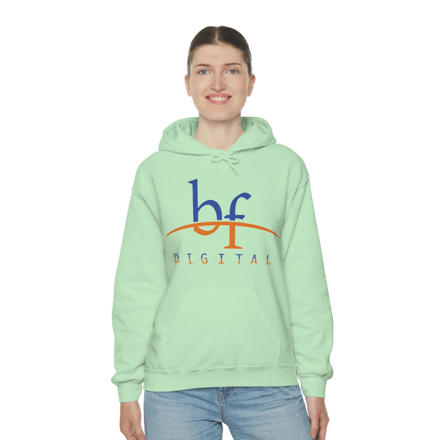 Unisex Blue Fire Digital Network Logo (Blue&Orange) Heavy Blend™ Hooded Sweatshirt