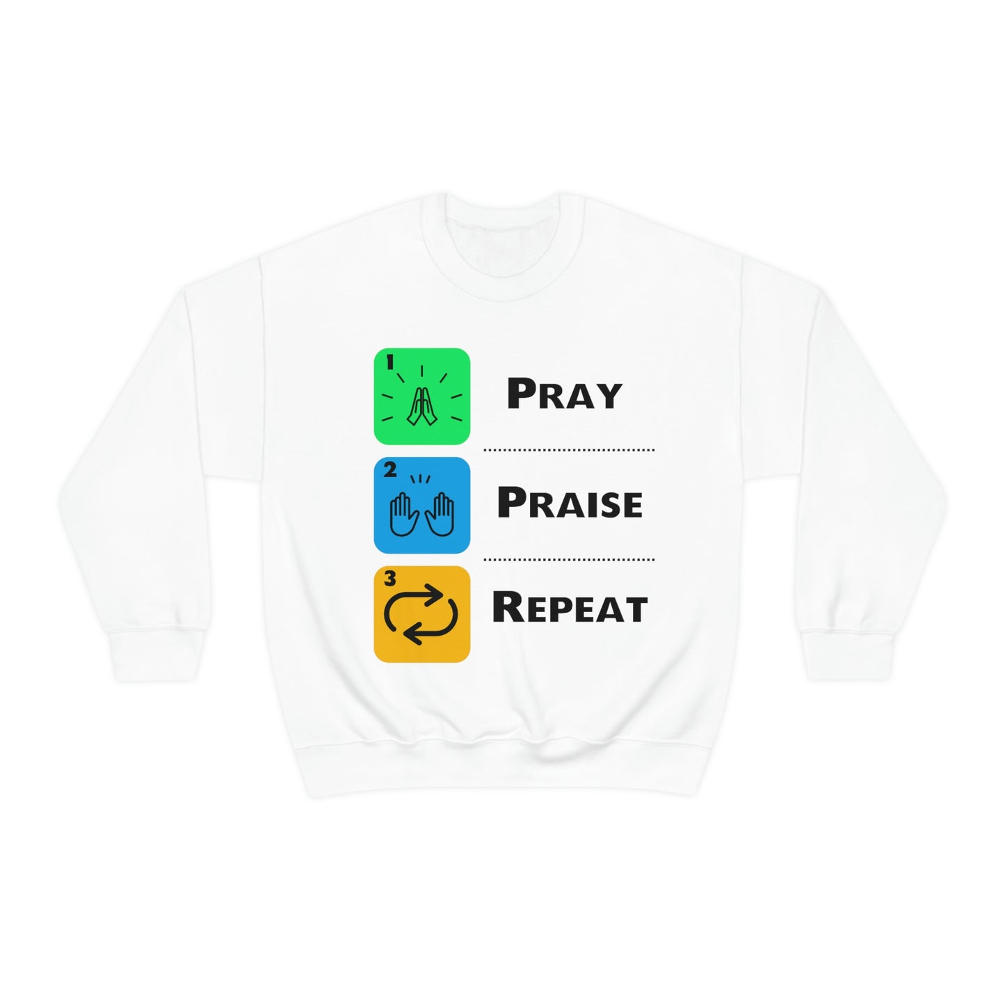 Unisex Pray, Praise, Repeat Heavy Blend™ Crewneck Sweatshirt (Palette 2)