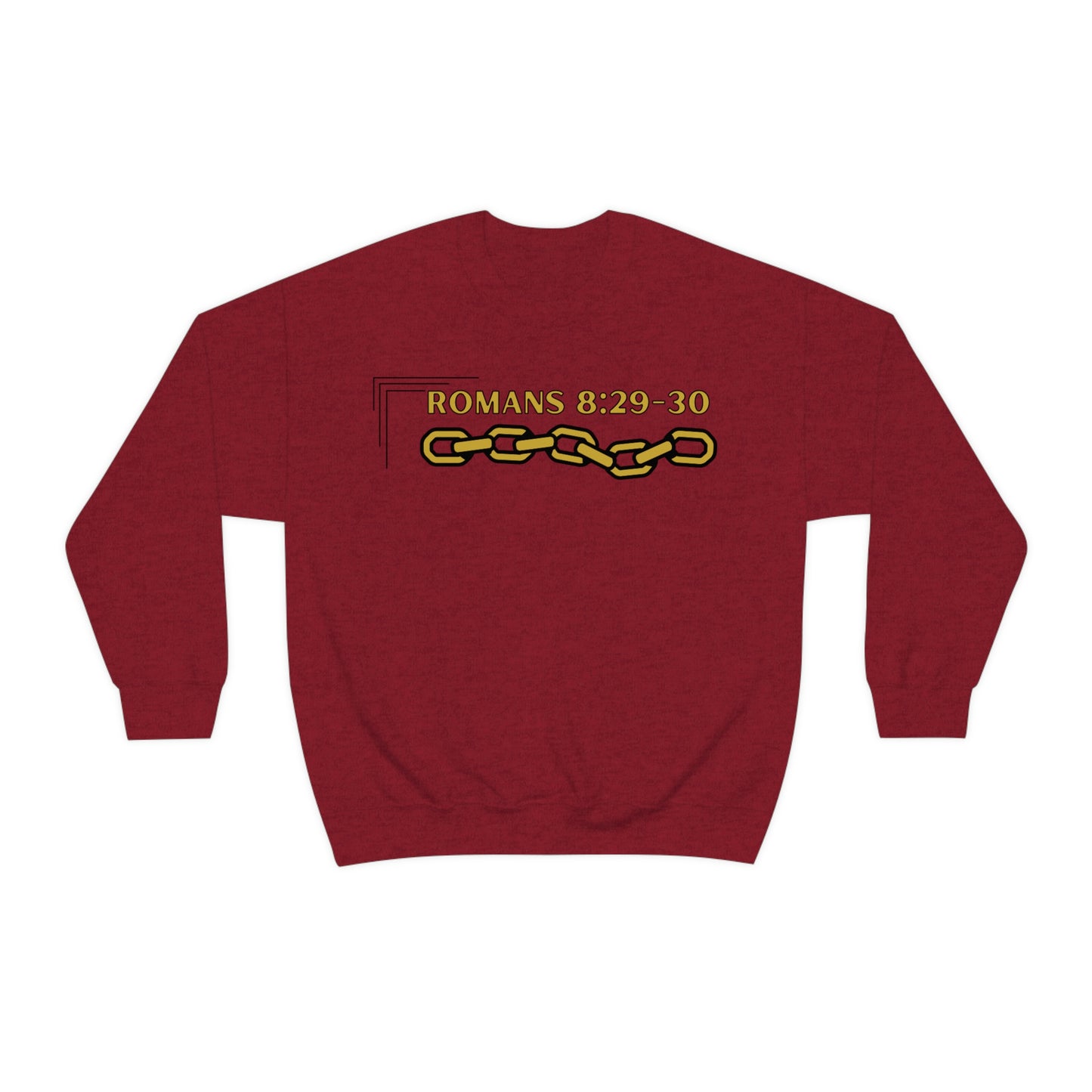 Unisex Golden Chain of Redemption (Romans 8:28-29) [Gold] Heavy Blend™ Crewneck Sweatshirt