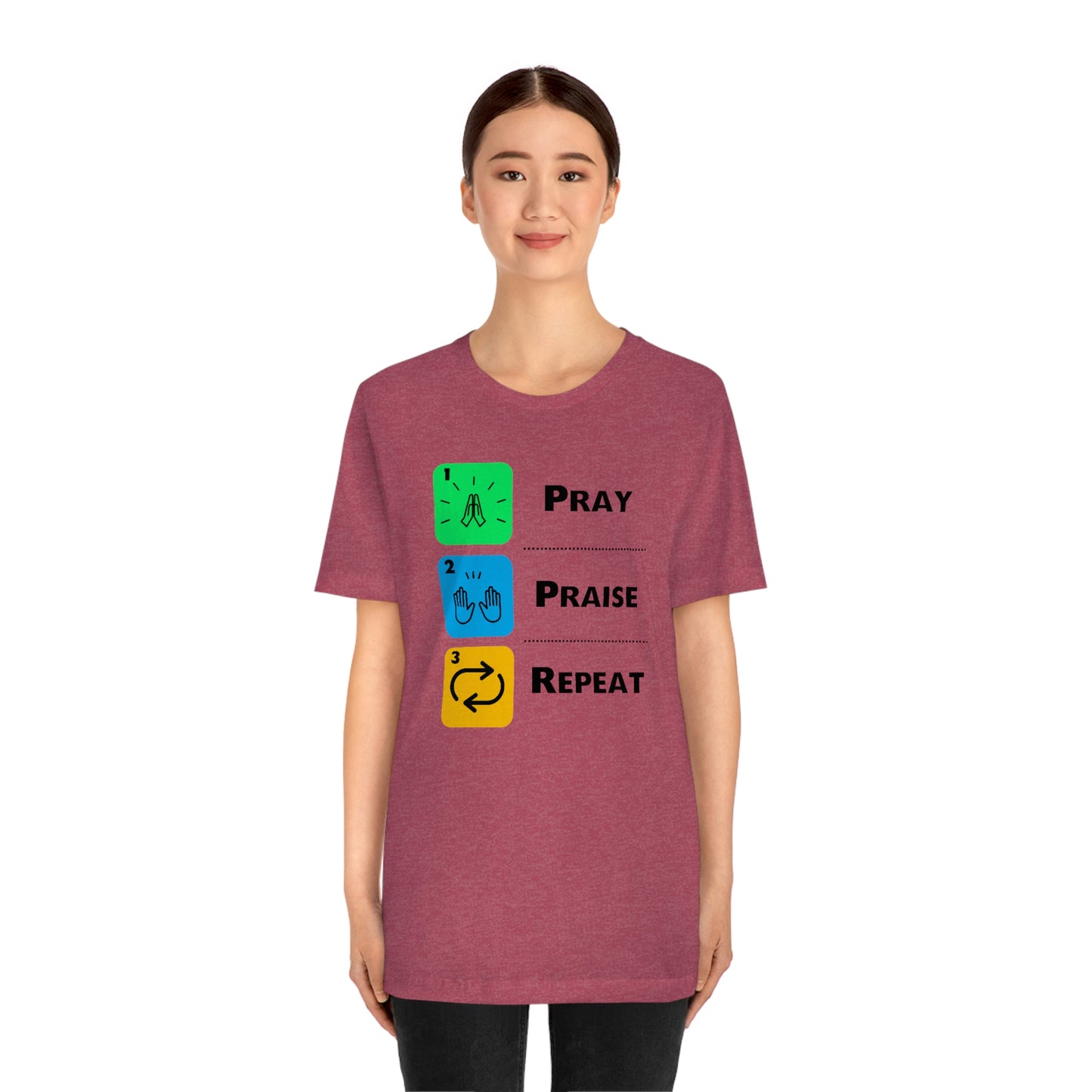 Unisex Pray, Praise, Repeat Short Sleeve T-Shirt (Palette 2)