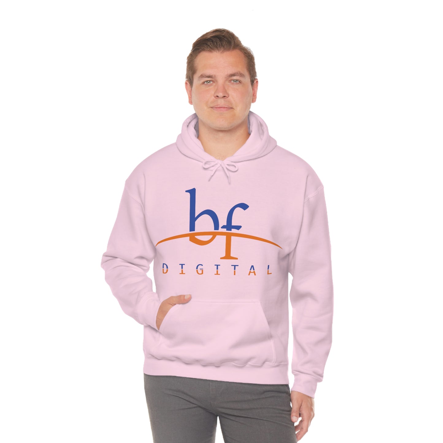 Unisex Blue Fire Digital Network Logo (Blue&Orange) Heavy Blend™ Hooded Sweatshirt