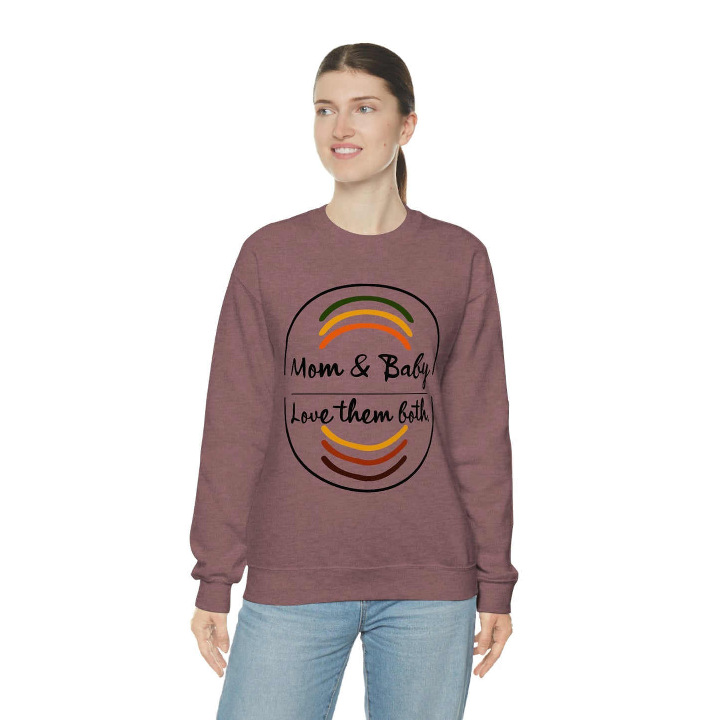 Women's Love Them Both (Black Text) Heavy Blend™ Crewneck Sweatshirt