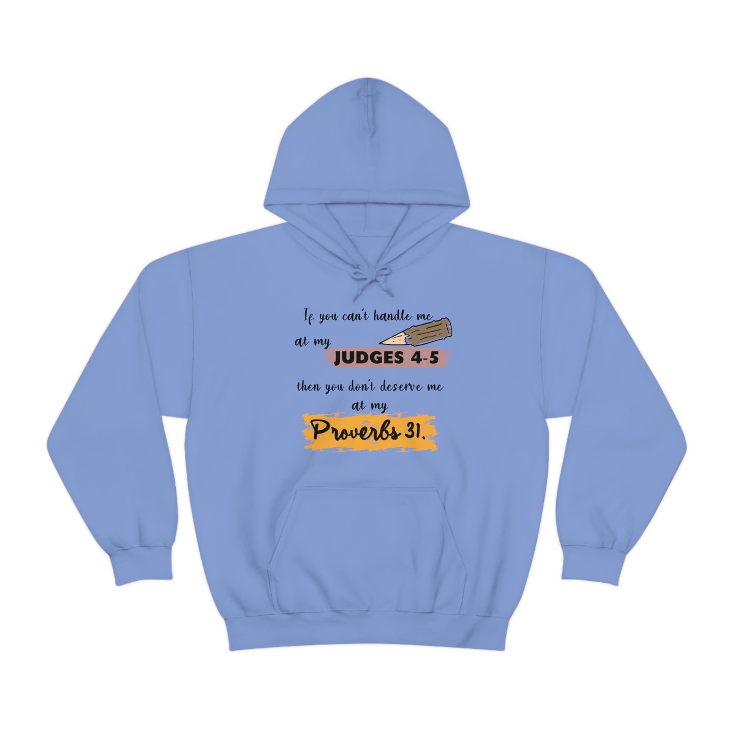 Women's Judges 4-5/Proverbs 31 (Black Text)  Heavy Blend™ Hooded Sweatshirt