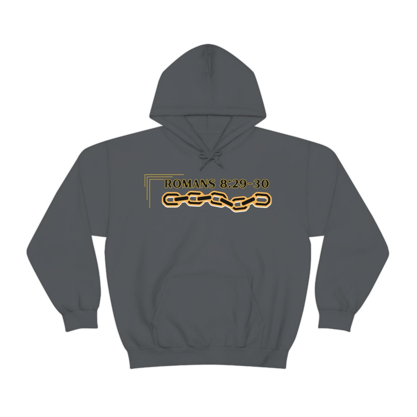 Unisex Golden Chain of Redemption (Romans 8:28-29) [Black] Heavy Blend™ Hooded Sweatshirt