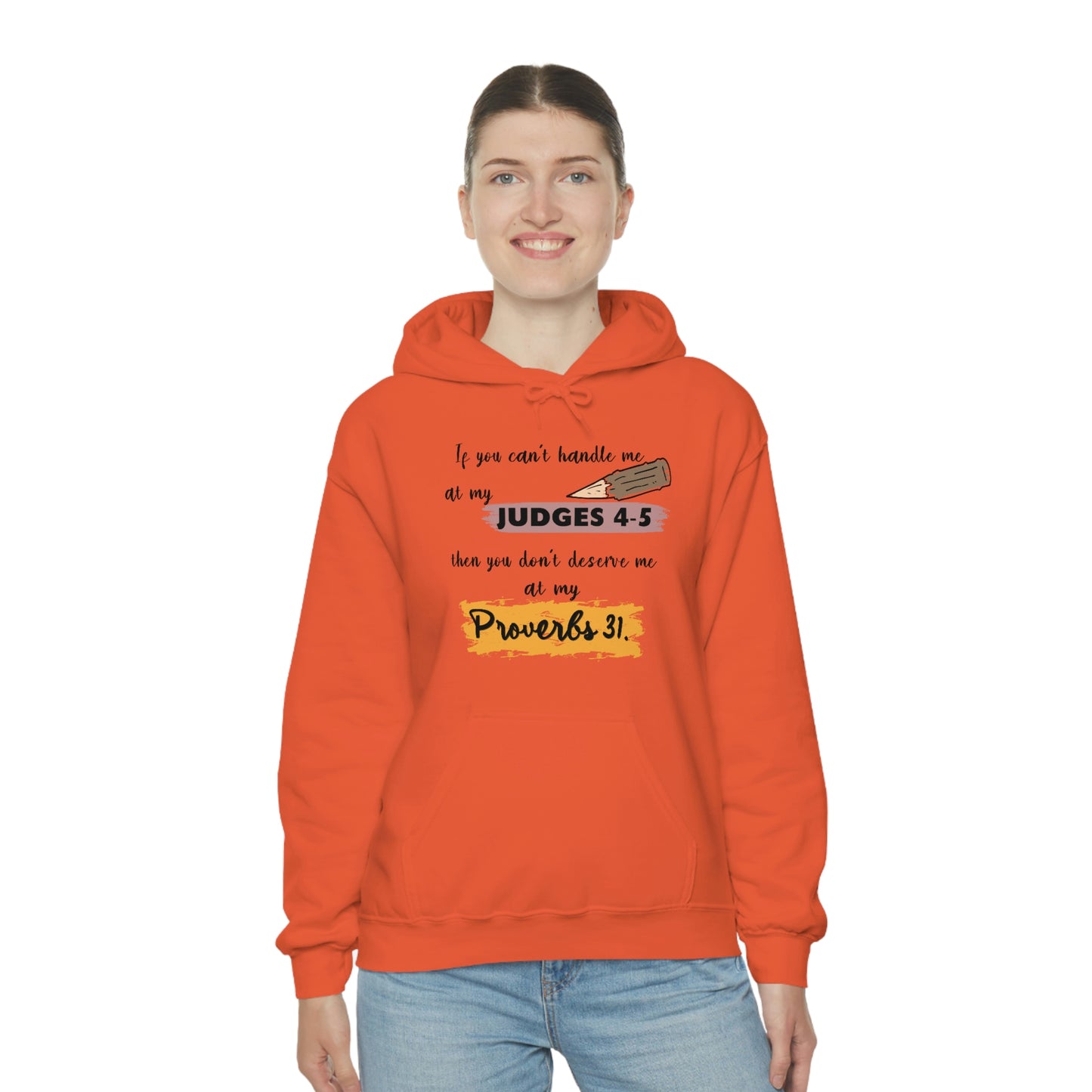 Women's Judges 4-5/Proverbs 31 (Black Text)  Heavy Blend™ Hooded Sweatshirt