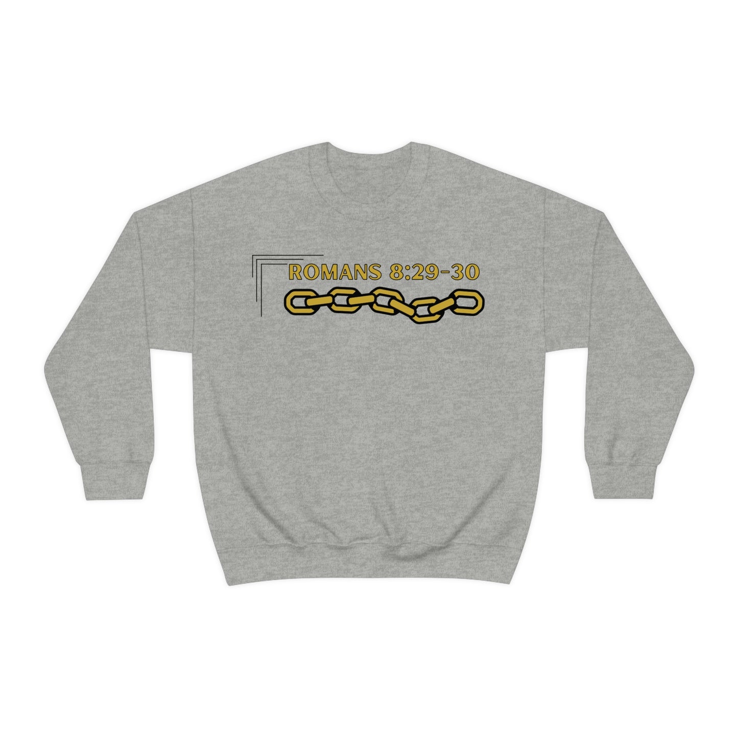 Unisex Golden Chain of Redemption (Romans 8:28-29) [Gold] Heavy Blend™ Crewneck Sweatshirt