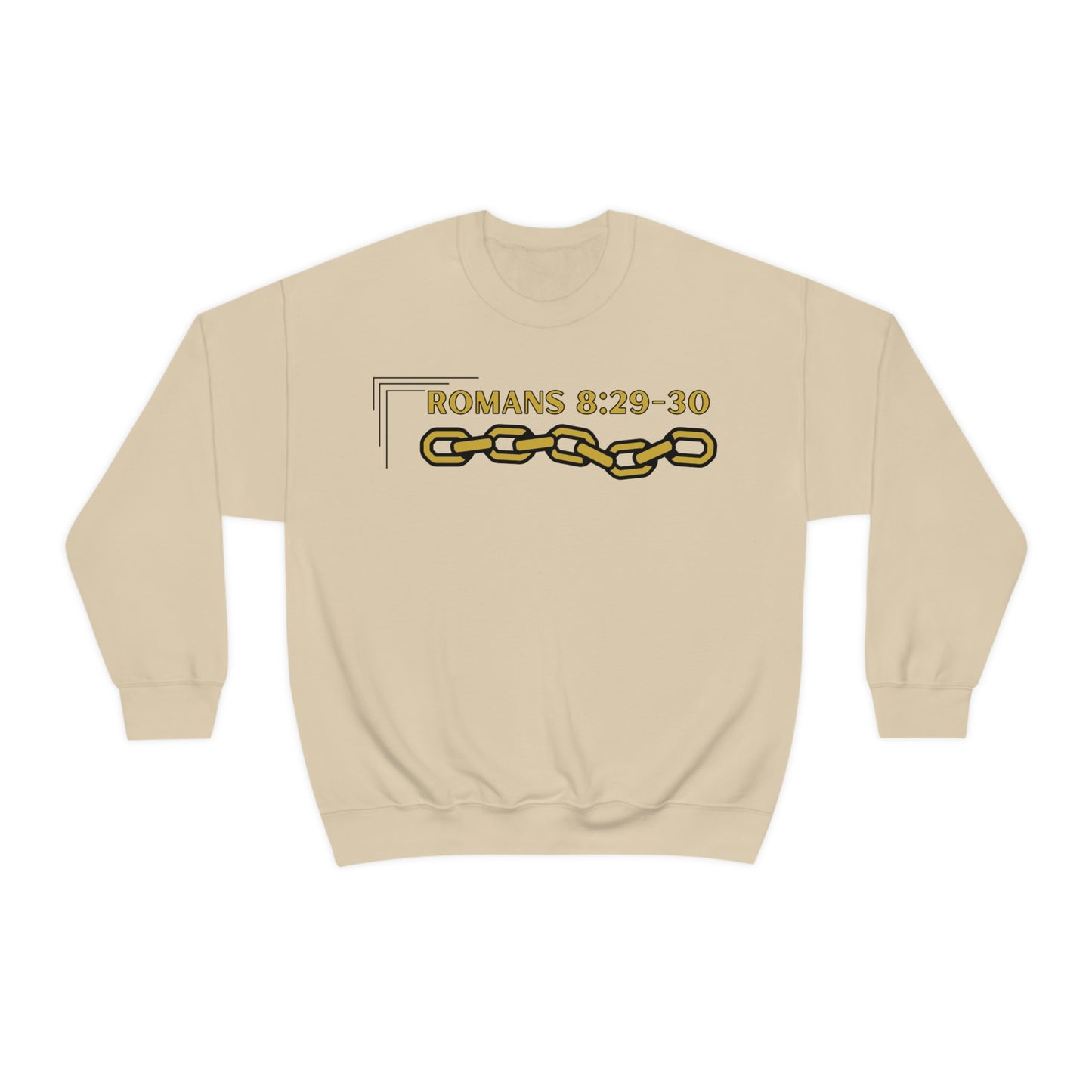 Unisex Golden Chain of Redemption (Romans 8:28-29) [Gold] Heavy Blend™ Crewneck Sweatshirt