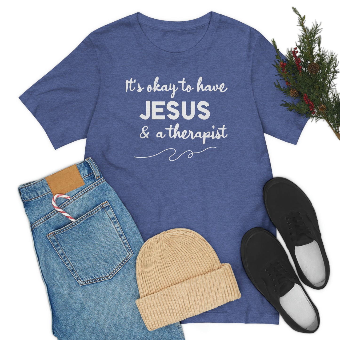 Women's Jesus & A Therapist (White Text) Short Sleeve T-Shirt