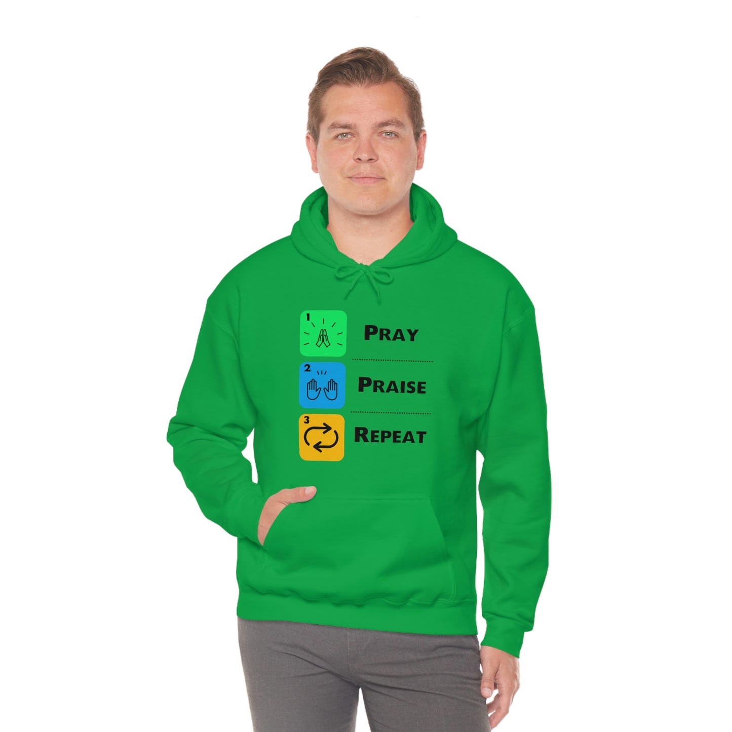 Unisex Pray, Praise, Repeat Heavy Blend™ Hooded Sweatshirt (Palette 2)