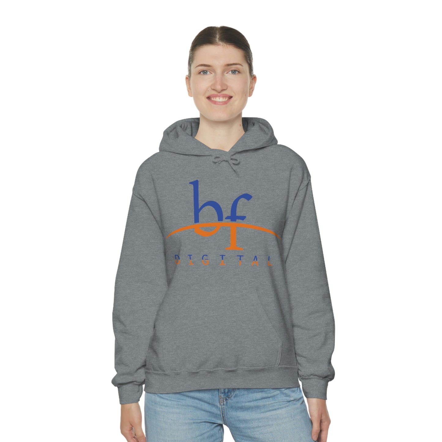 Unisex Blue Fire Digital Network Logo (Blue&Orange) Heavy Blend™ Hooded Sweatshirt