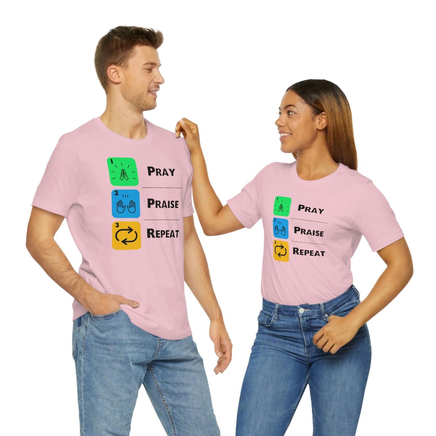 Unisex Pray, Praise, Repeat Short Sleeve T-Shirt (Palette 2)