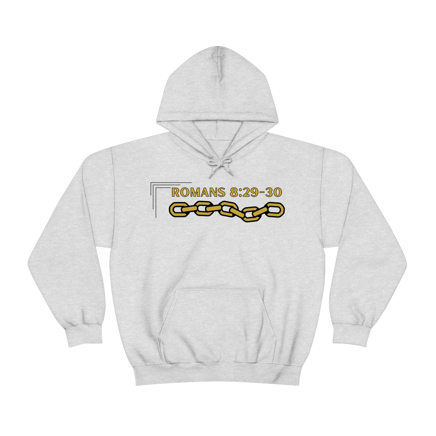 Unisex Golden Chain of Redemption (Romans 8:28-29) [Gold] Heavy Blend™ Hooded Sweatshirt