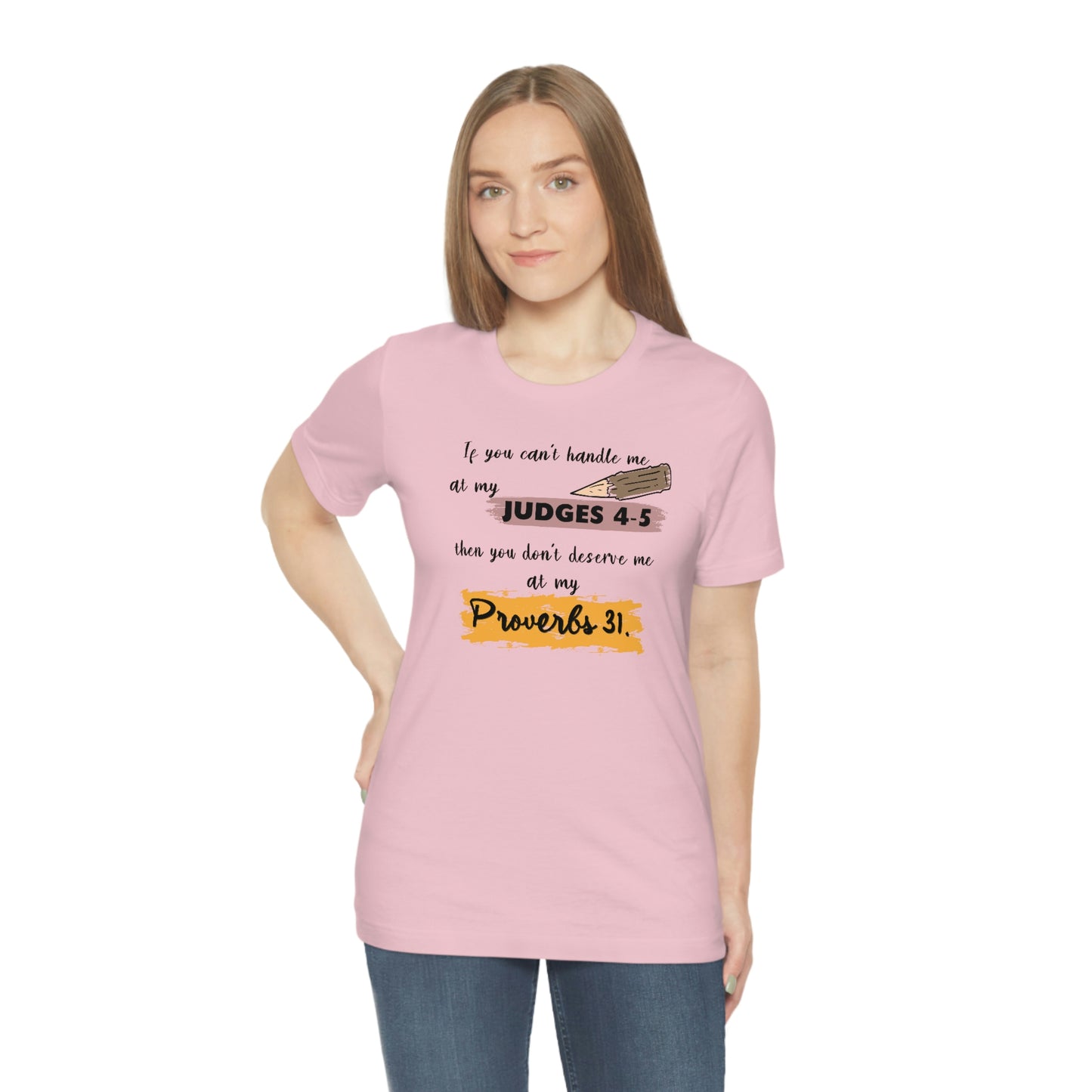 Women's Judges 4-5/Proverbs 31 (Black Text) Short Sleeve T-Shirt