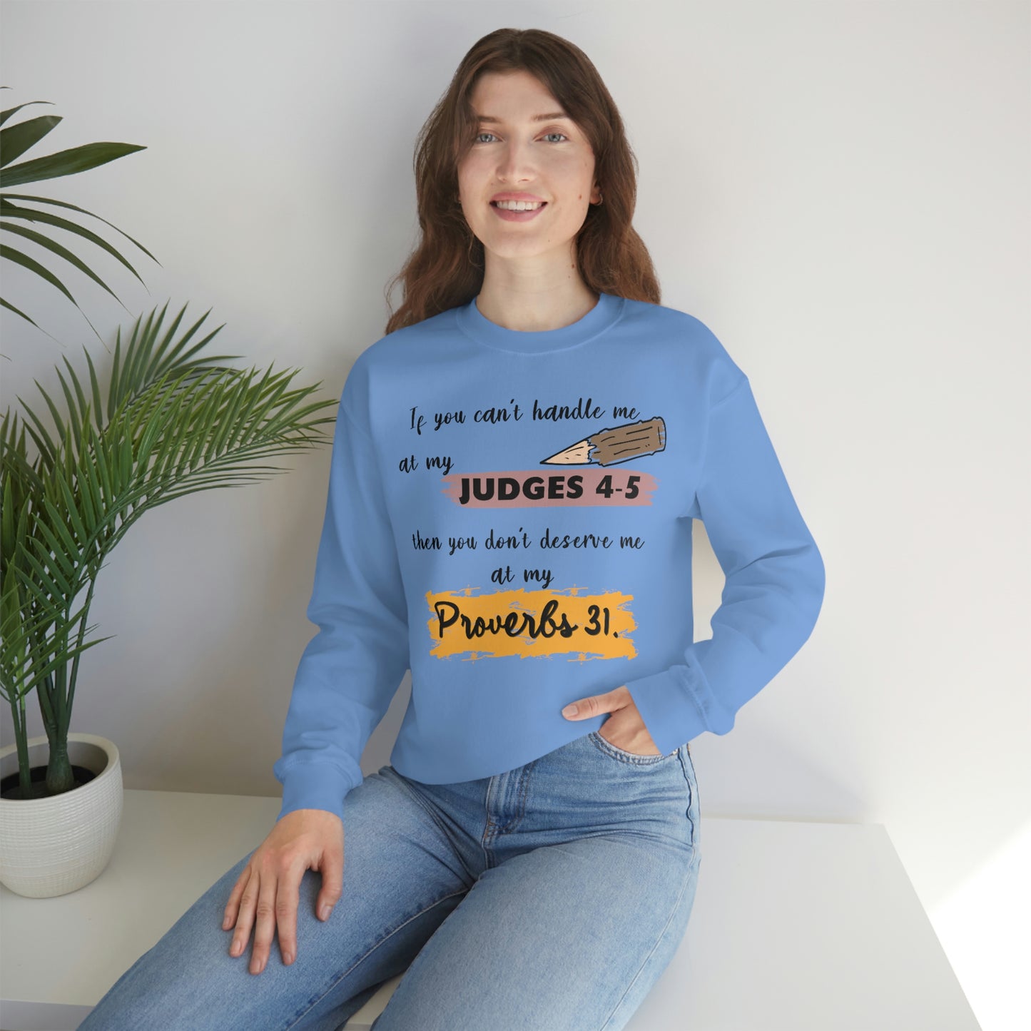 Women's Judges 4-5/Proverbs 31 (Black Text) Heavy Blend™ Crewneck Sweatshirt