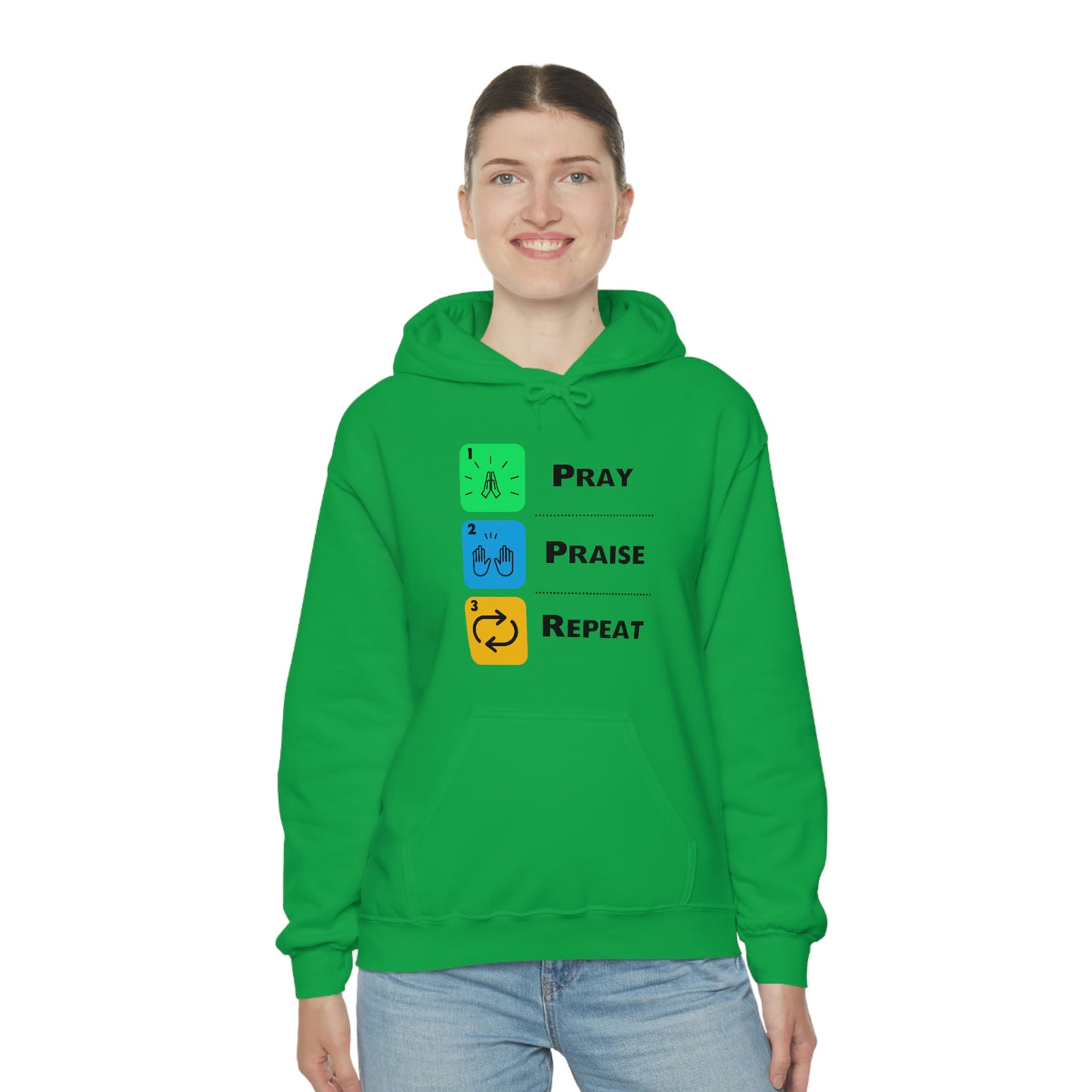 Unisex Pray, Praise, Repeat Heavy Blend™ Hooded Sweatshirt (Palette 2)