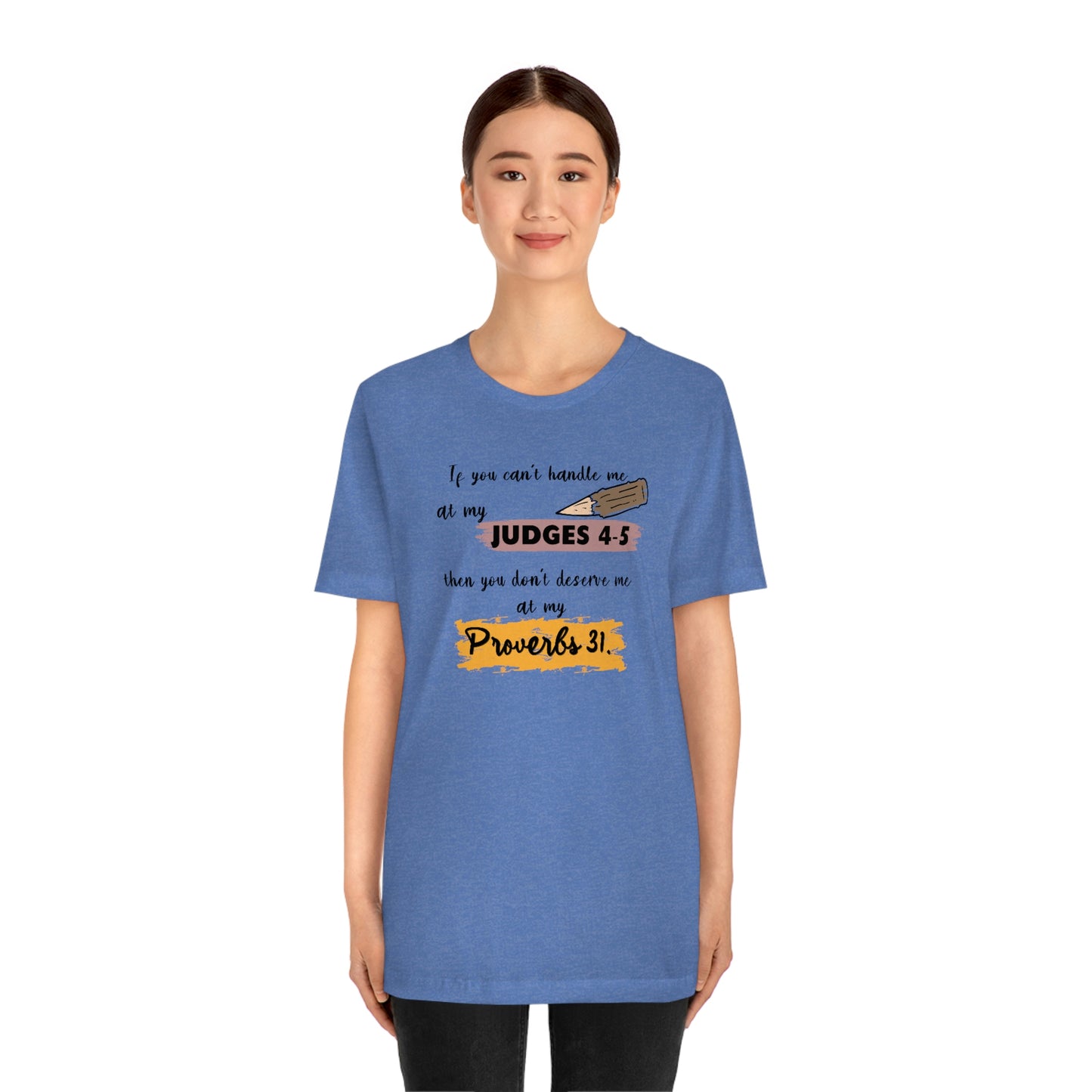 Women's Judges 4-5/Proverbs 31 (Black Text) Short Sleeve T-Shirt