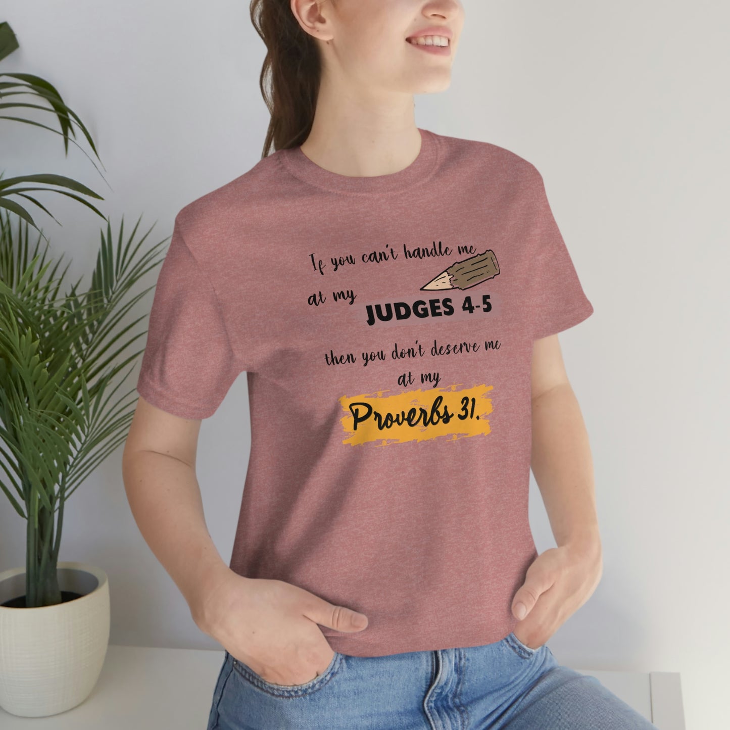 Women's Judges 4-5/Proverbs 31 (Black Text) Short Sleeve T-Shirt