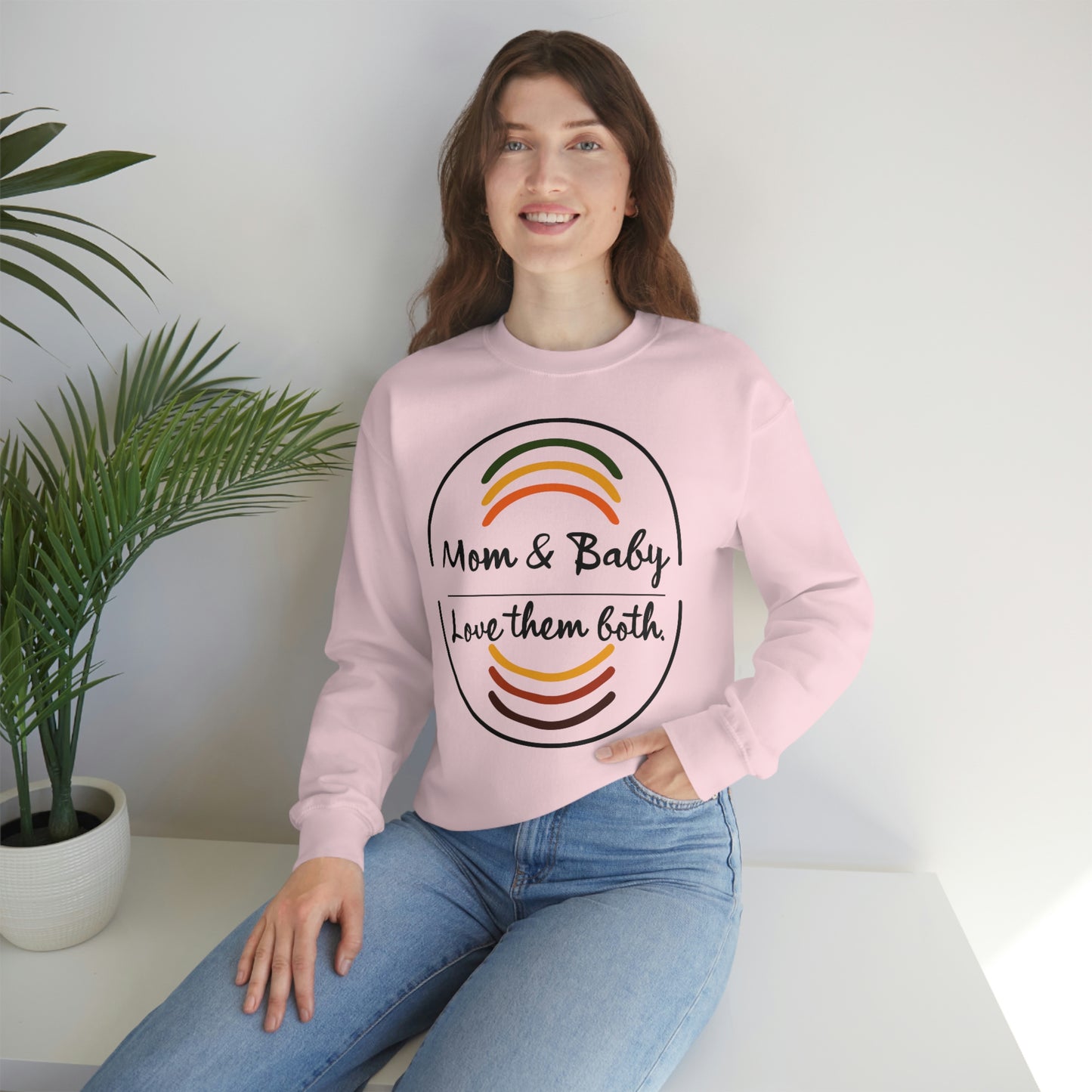 Women's Love Them Both (Black Text) Heavy Blend™ Crewneck Sweatshirt