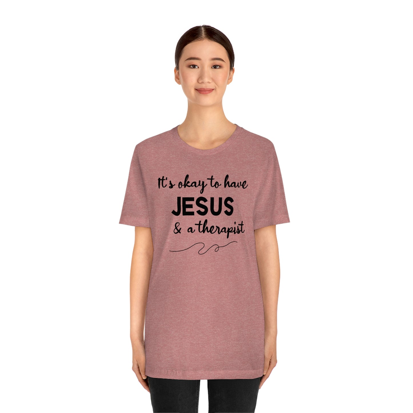 Women's Jesus & A Therapist (Black Text) Short Sleeve T-Shirt