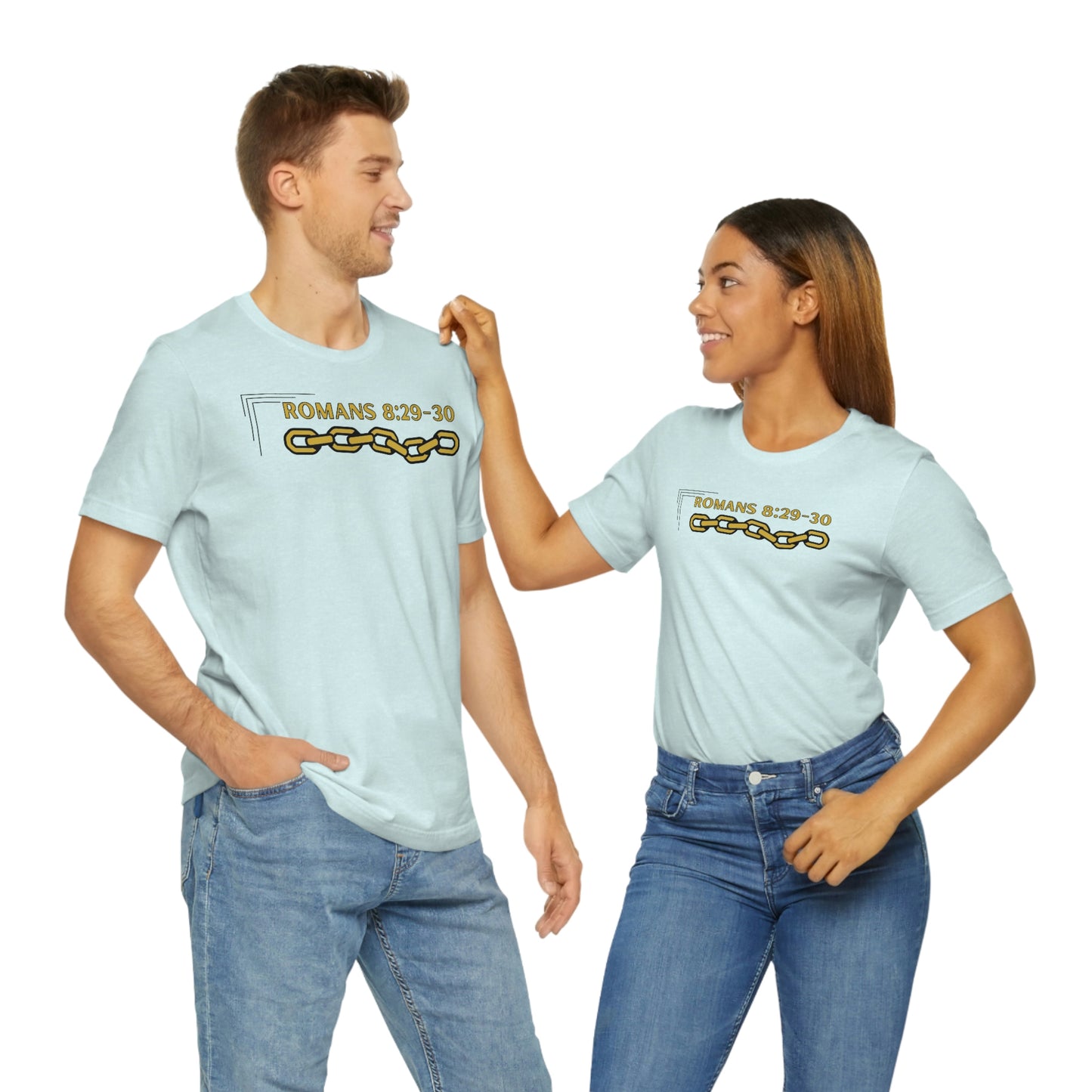 Unisex Golden Chain of Redemption (Romans 8:28-29) [Gold] Short Sleeve T-Shirt