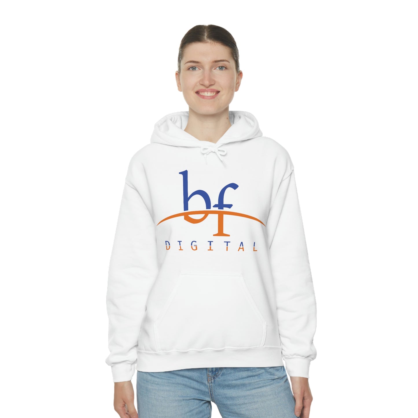 Unisex Blue Fire Digital Network Logo (Blue&Orange) Heavy Blend™ Hooded Sweatshirt