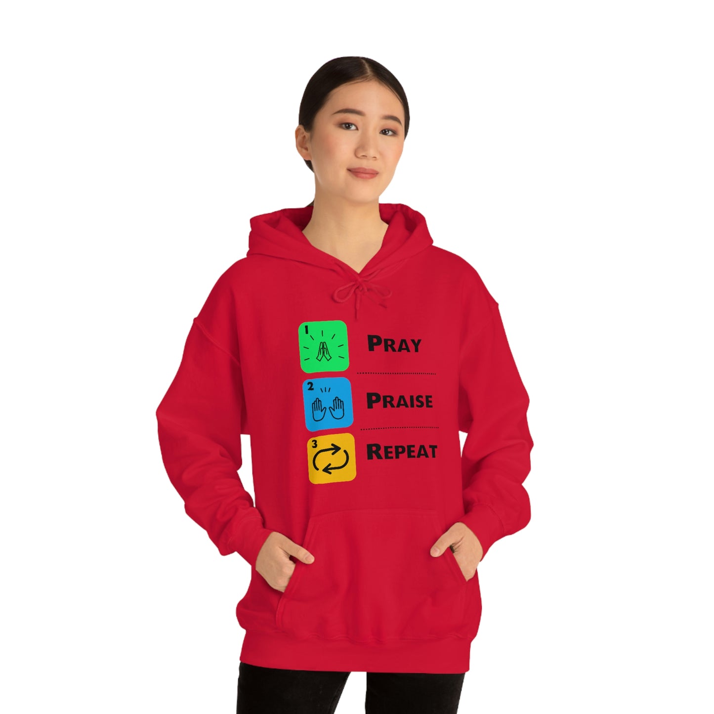 Unisex Pray, Praise, Repeat Heavy Blend™ Hooded Sweatshirt (Palette 2)