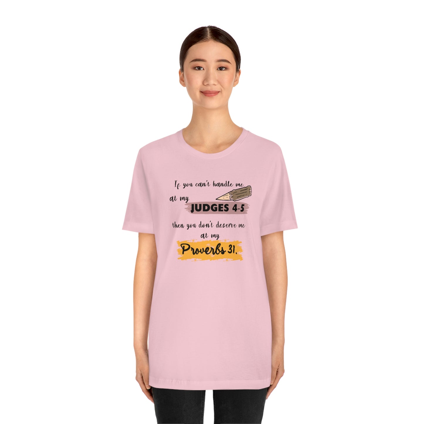 Women's Judges 4-5/Proverbs 31 (Black Text) Short Sleeve T-Shirt