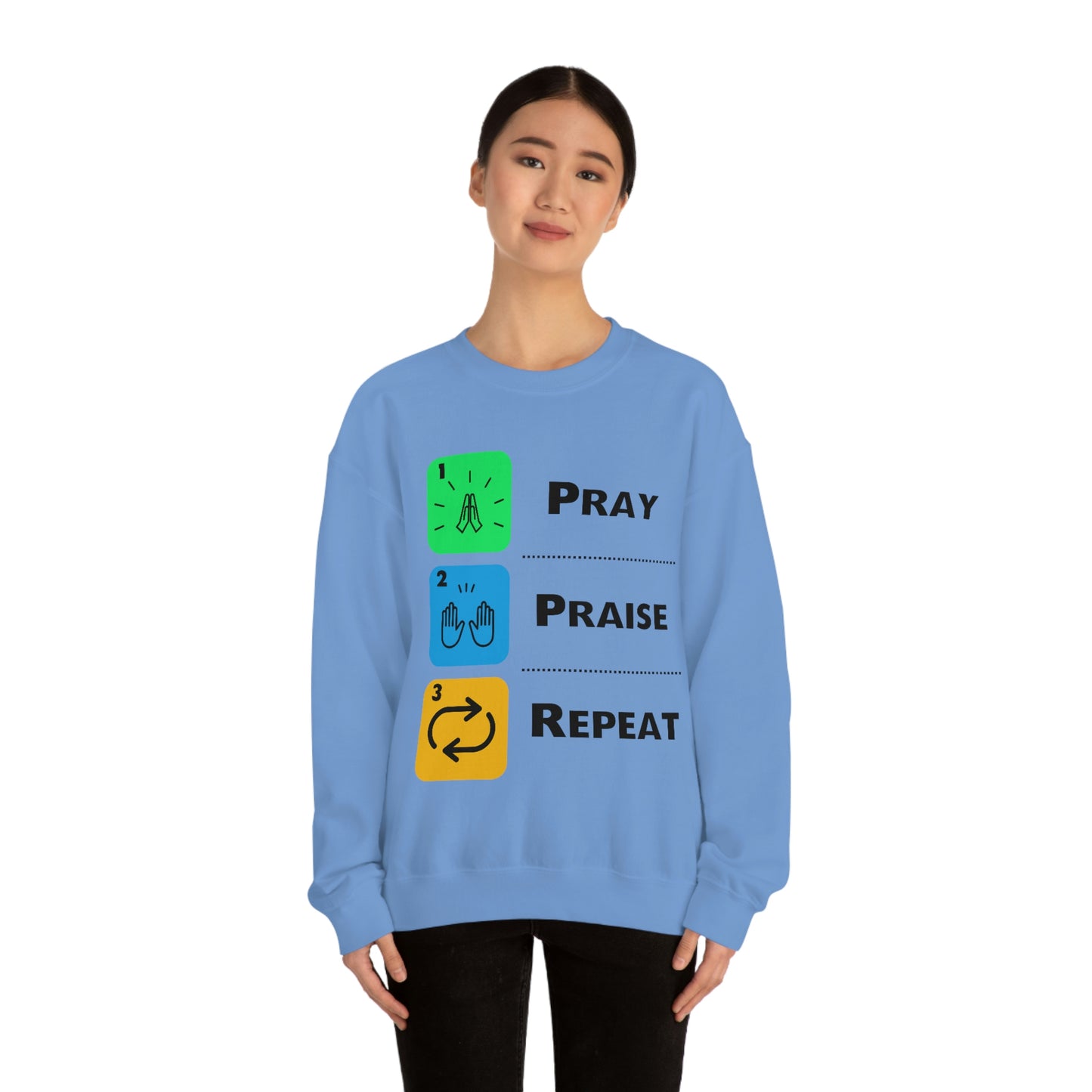 Unisex Pray, Praise, Repeat Heavy Blend™ Crewneck Sweatshirt (Palette 2)