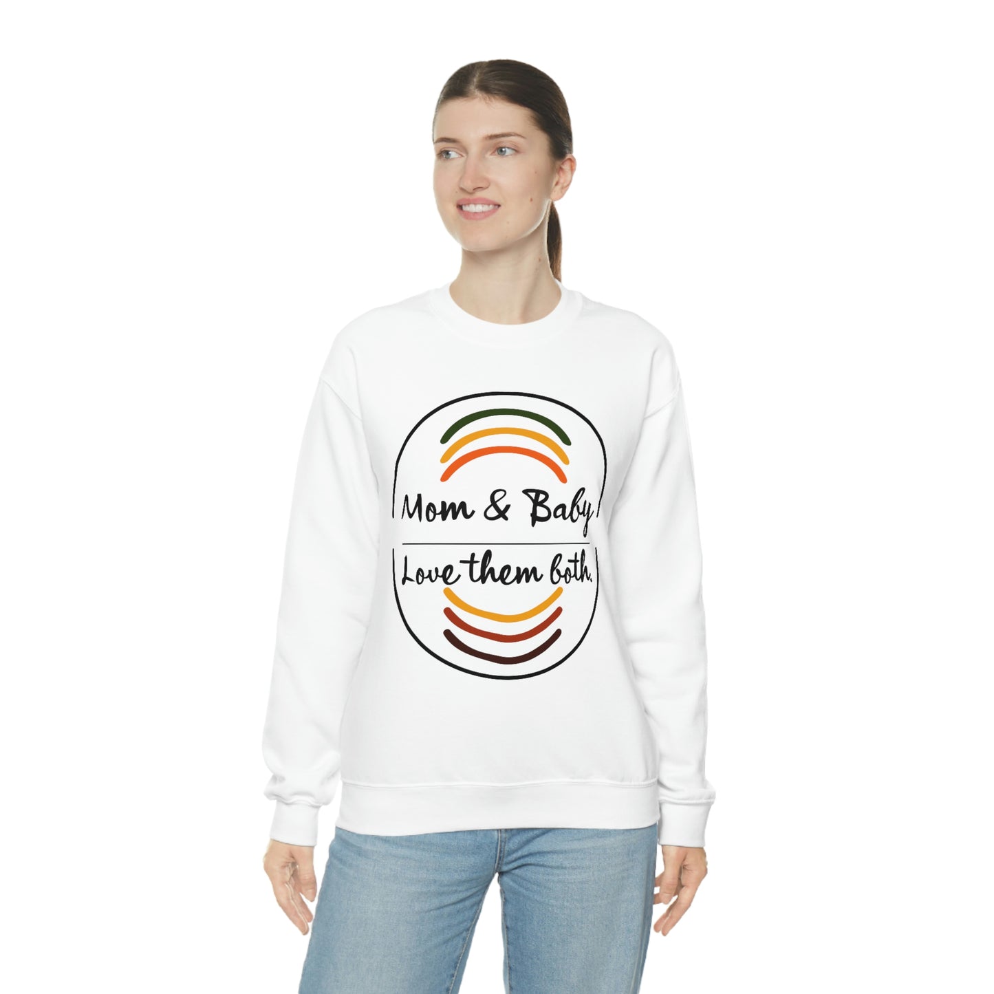 Women's Love Them Both (Black Text) Heavy Blend™ Crewneck Sweatshirt