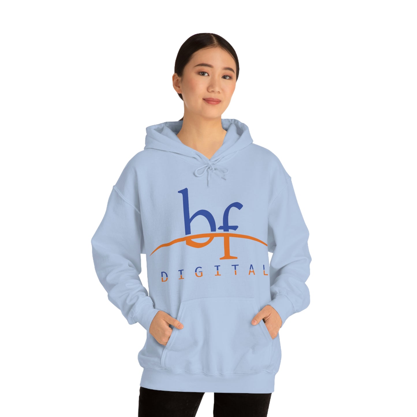 Unisex Blue Fire Digital Network Logo (Blue&Orange) Heavy Blend™ Hooded Sweatshirt