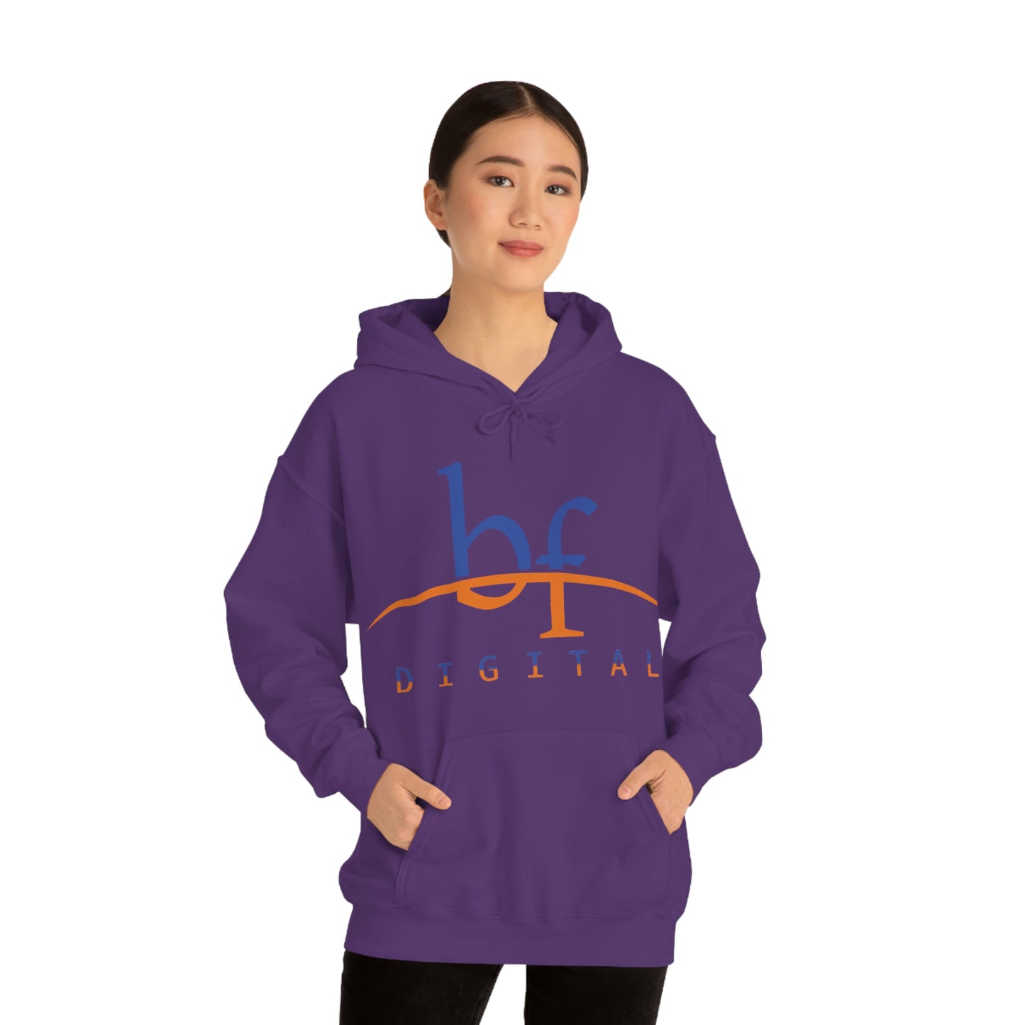 Unisex Blue Fire Digital Network Logo (Blue&Orange) Heavy Blend™ Hooded Sweatshirt