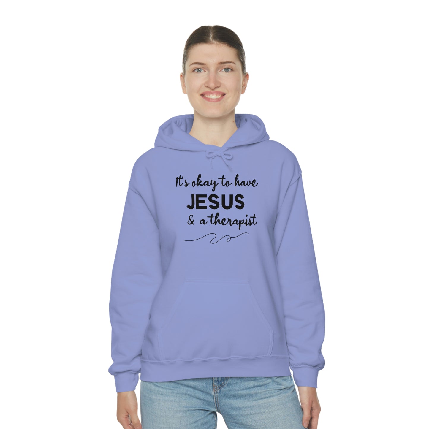 Women's Jesus & A Therapist (Black Text) Heavy Blend™ Hooded Sweatshirt