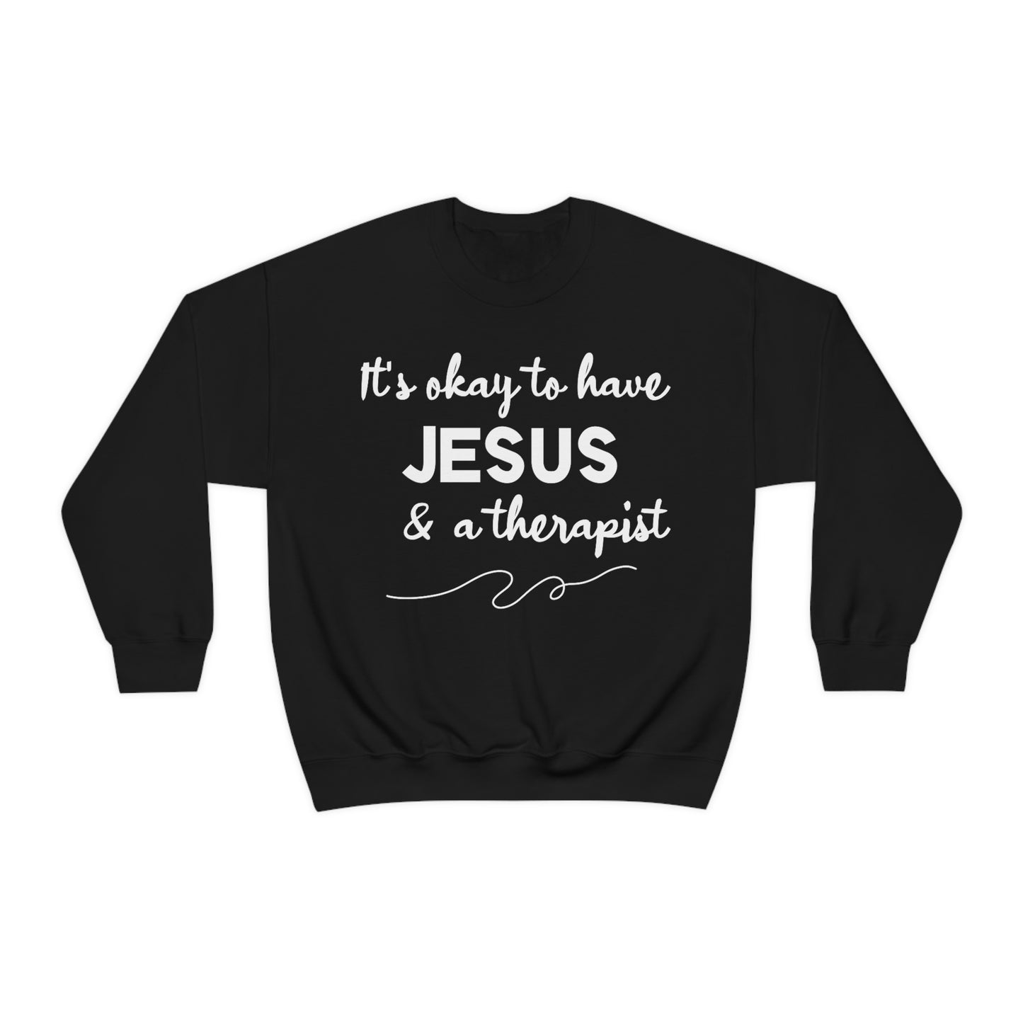 Women's Jesus & A Therapist (White Text) Heavy Blend™ Crewneck Sweatshirt