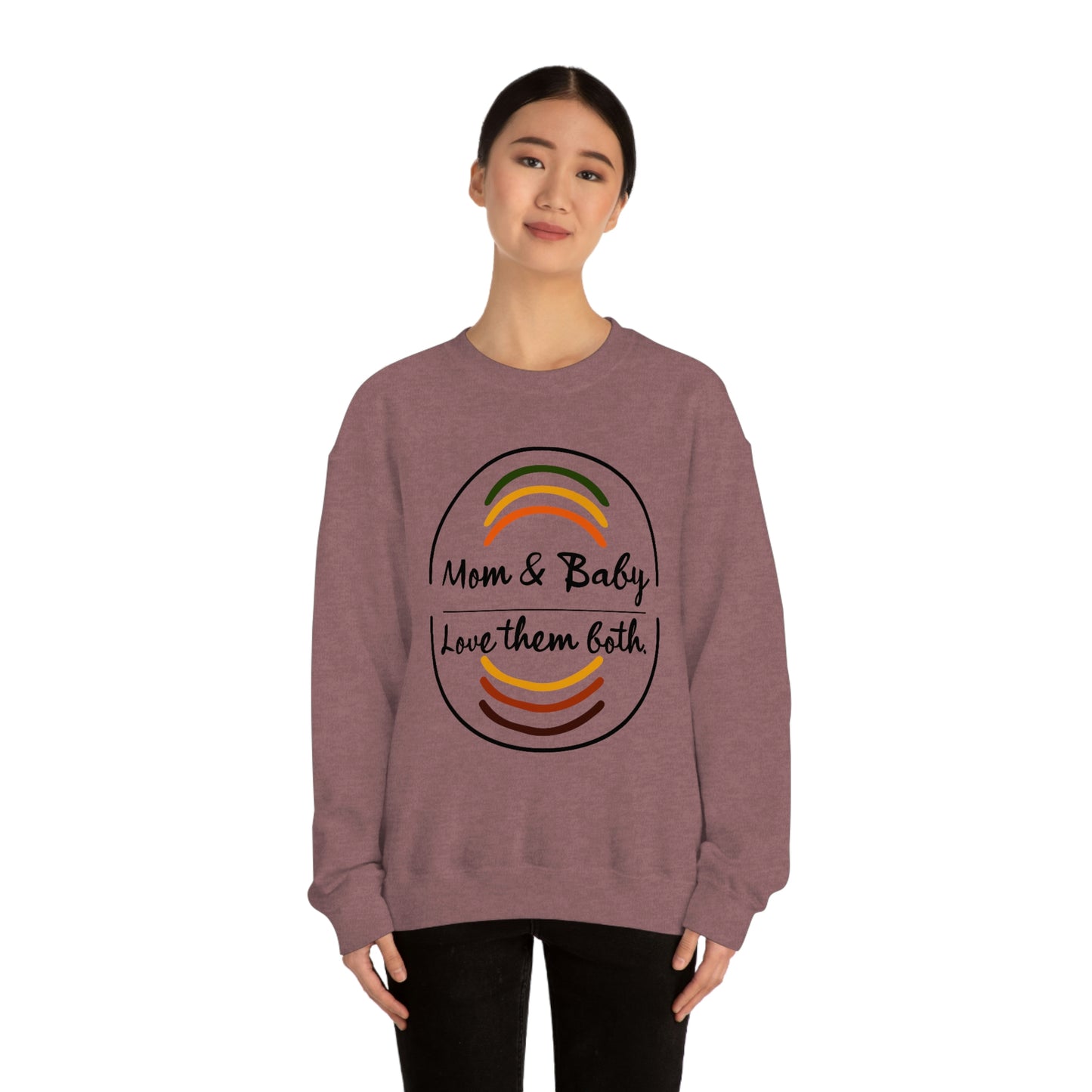 Women's Love Them Both (Black Text) Heavy Blend™ Crewneck Sweatshirt